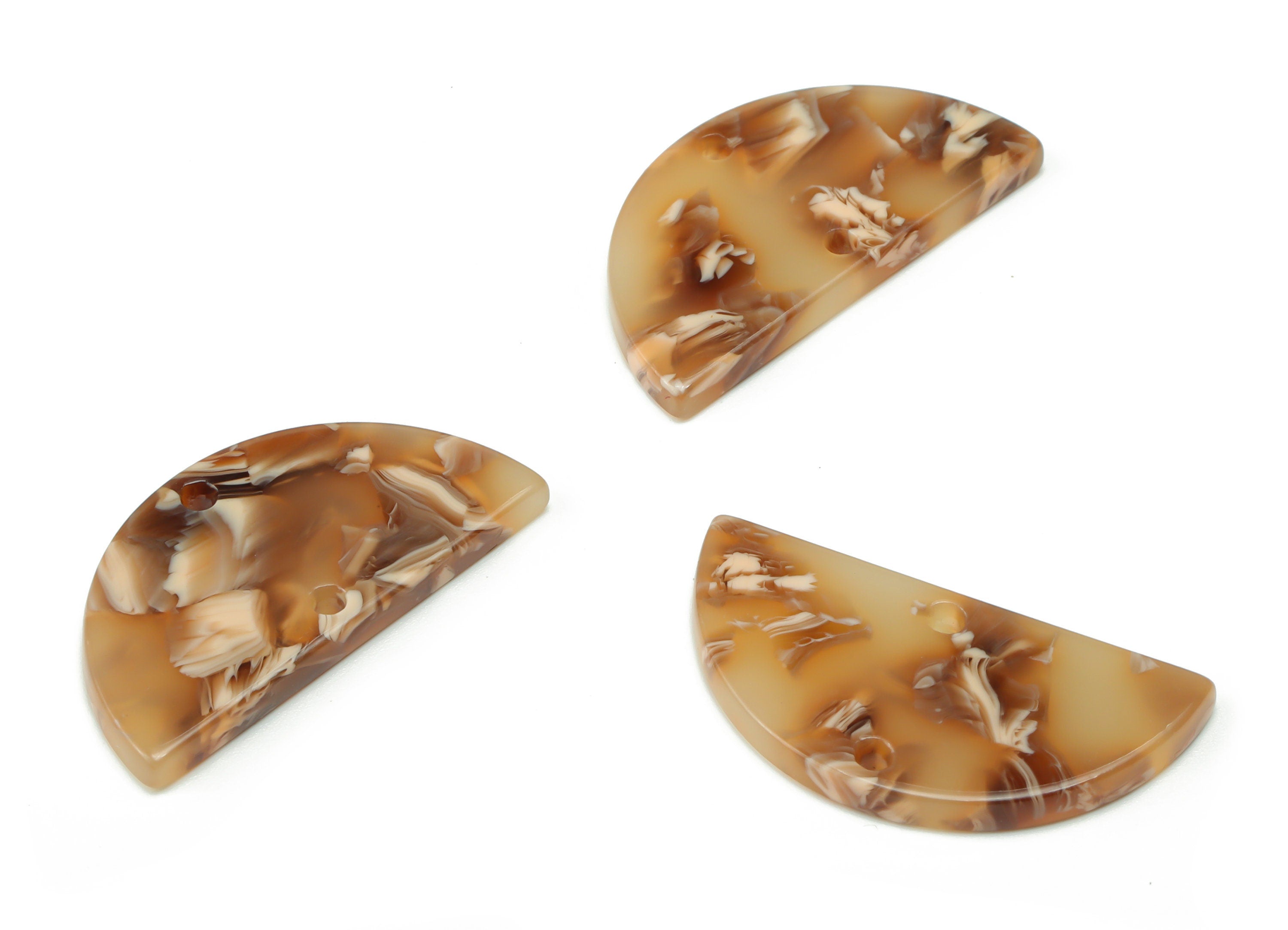 Acrylic Semicircle Earring Connector - Acrylic Half Moon Charms and Pendant - Jewelry Supplies - Color Code:A726 - 14.6x29x2.6mm-AC1061-A726 - DOMEDBAZAAR