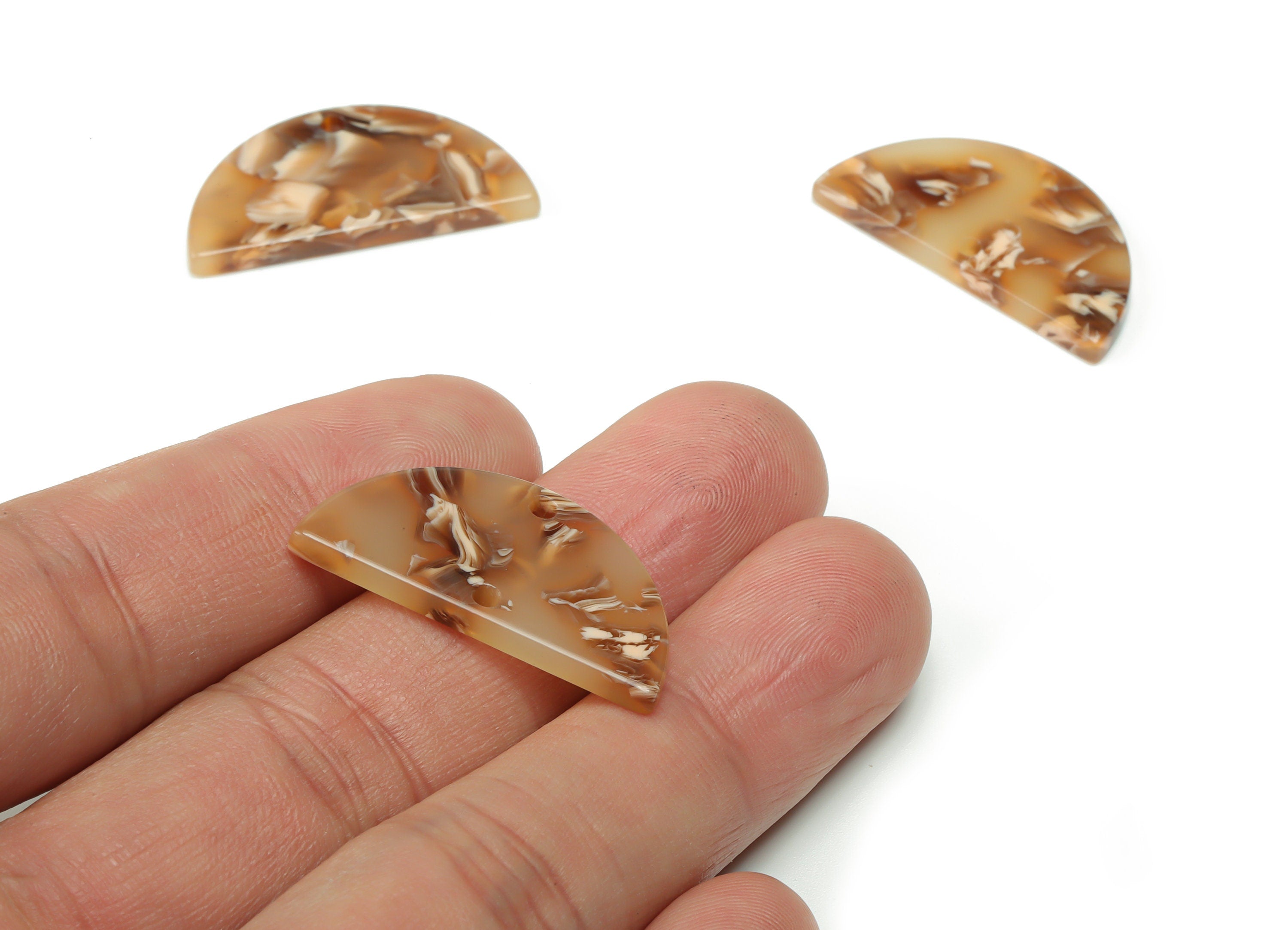 Acrylic Semicircle Earring Connector - Acrylic Half Moon Charms and Pendant - Jewelry Supplies - Color Code:A726 - 14.6x29x2.6mm-AC1061-A726 - DOMEDBAZAAR