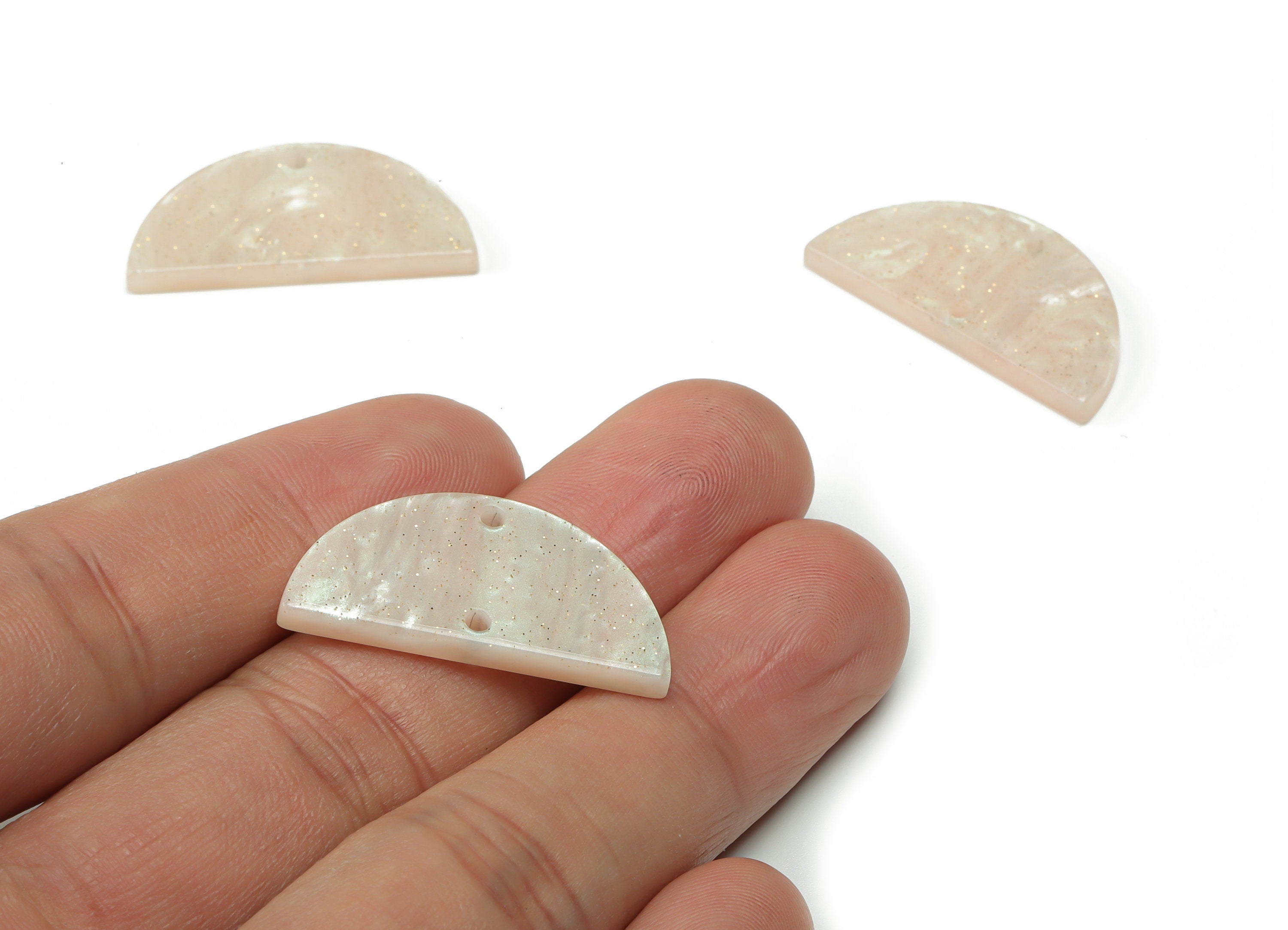 Acrylic Semicircle Earring Connector - Acrylic Half Moon Charms and Pendant - Jewelry Supplies - Color Code:A724-29.8x15.1x2.9mm-AC1061-A724 - DOMEDBAZAAR