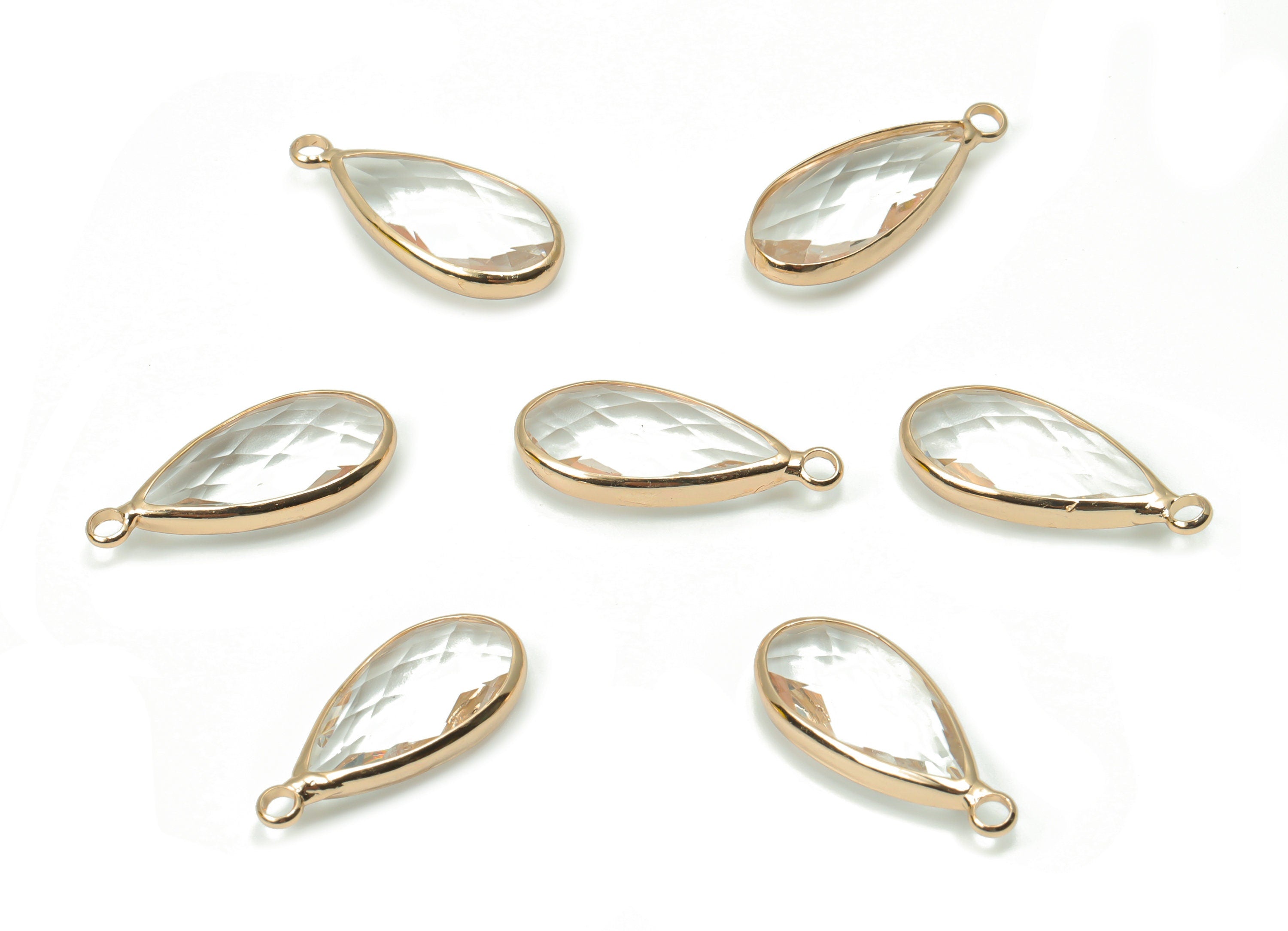 Crystal Drop Earring Charms - Gold Drop Pendant - KC Gold Tone Plated Brass - Jewelry Making Supplies - 24.5x10.7x5.77mm - GS1037 - DOMEDBAZAAR