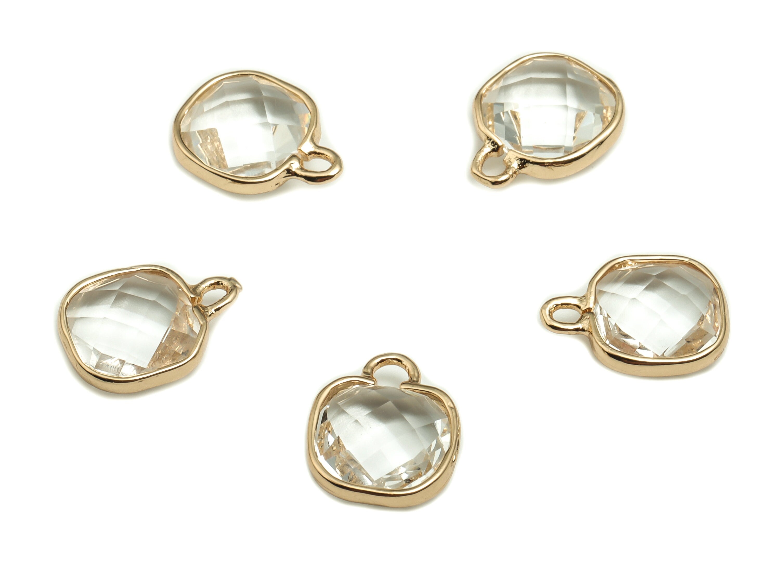 Crystal Square Earring Charms - Gold Square Pendant - KC Gold Tone Plated Brass - Jewelry Making Supplies - 11.84x9.19x3.98mm - GS1050 - DOMEDBAZAAR