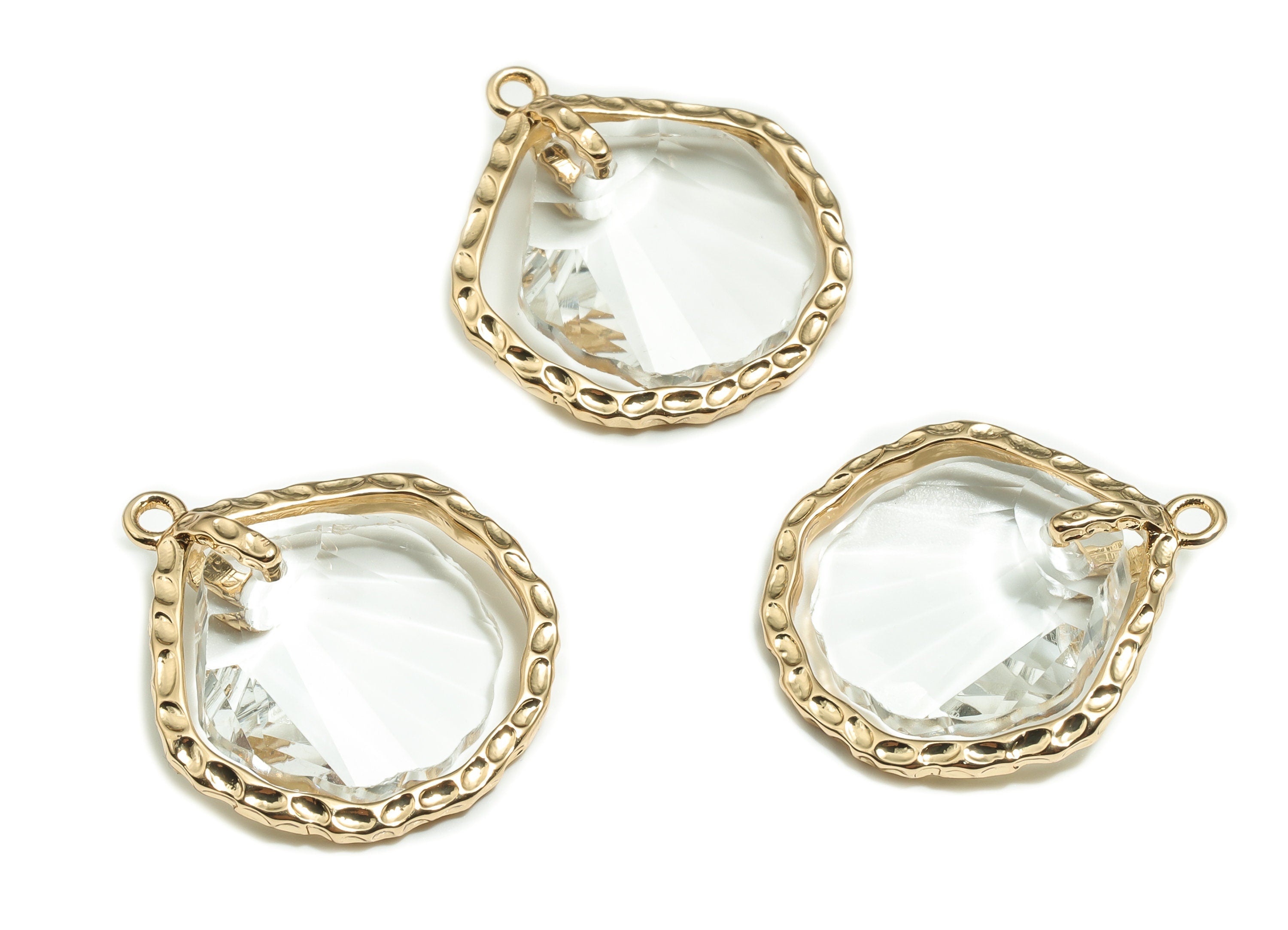 Crystal Geometry Earring Charms - Gold Geometry Pendant - KC Gold Tone Plated Brass - Jewelry Making Supplies - 23.66x21x5.9mm - GS1052 - DOMEDBAZAAR