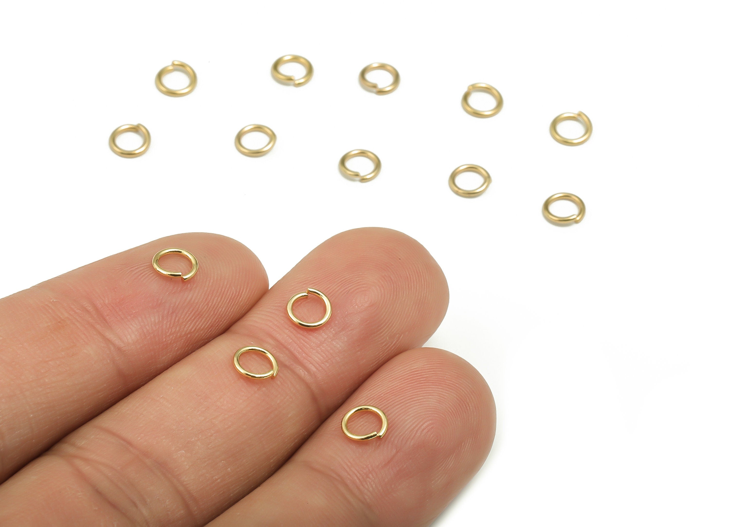 Brass Open Jump Rings - 5x0.8mm - Gold Open Jump Rings - 18K Real Gold Plated Brass - Jewelry Making Supplies - 5x5x0.8mm - RGP4138-5*0.8 - DOMEDBAZAAR