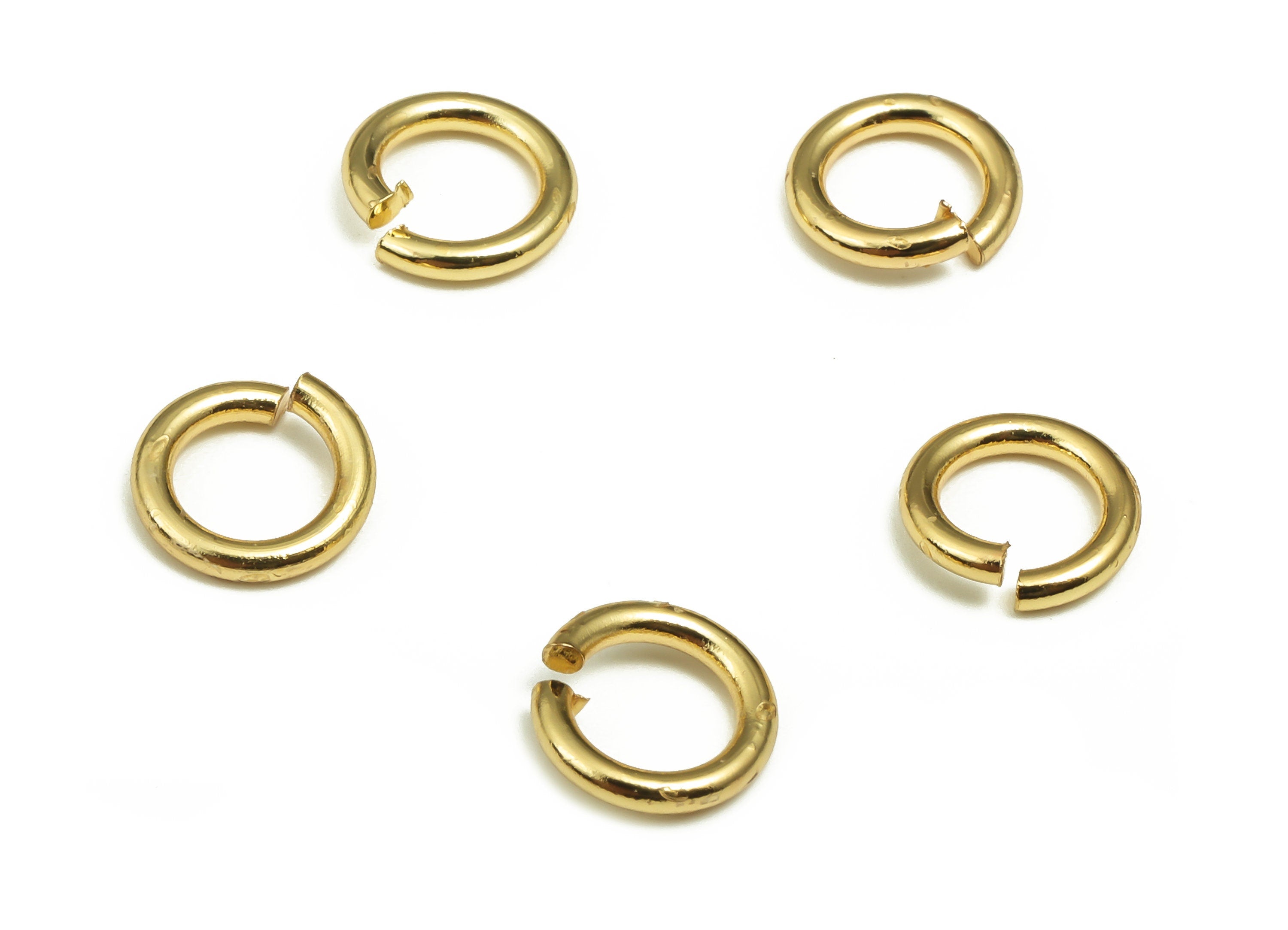 Brass Open Jump Rings - 7x1.2mm - Gold Open Jump Rings - 18K Real Gold Plated Brass - Jewelry Making Supplies - 7x7x1.2mm - RGP4138-7*1.2 - DOMEDBAZAAR