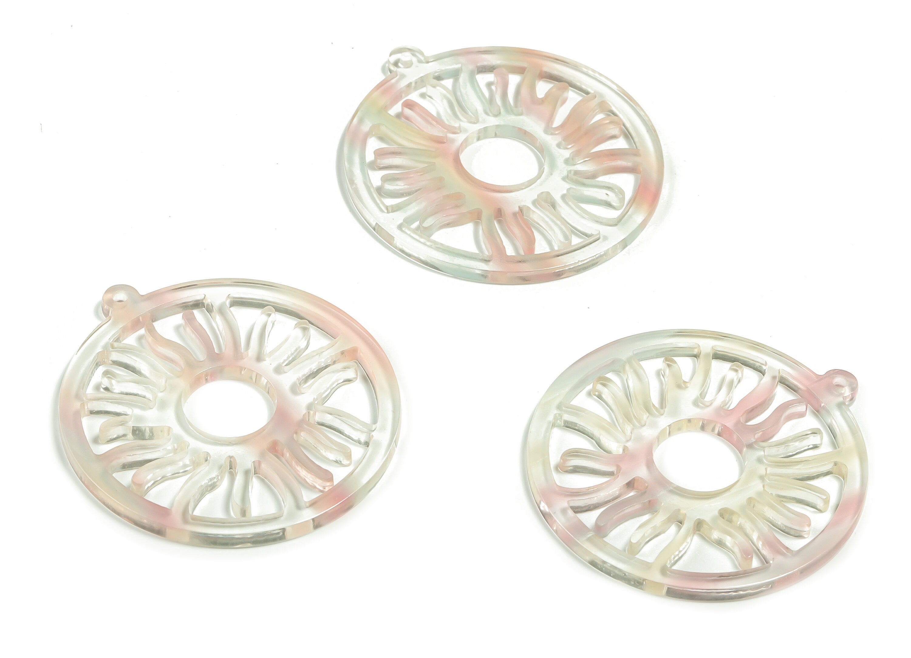 Acrylic Round Sun Earring Charms - Acrylic Pendant - Acrylic Mix Circle Sun Earrings - Color Code:A707- 43.29x39.66x2.36mm - AC2187-A707 - DOMEDBAZAAR