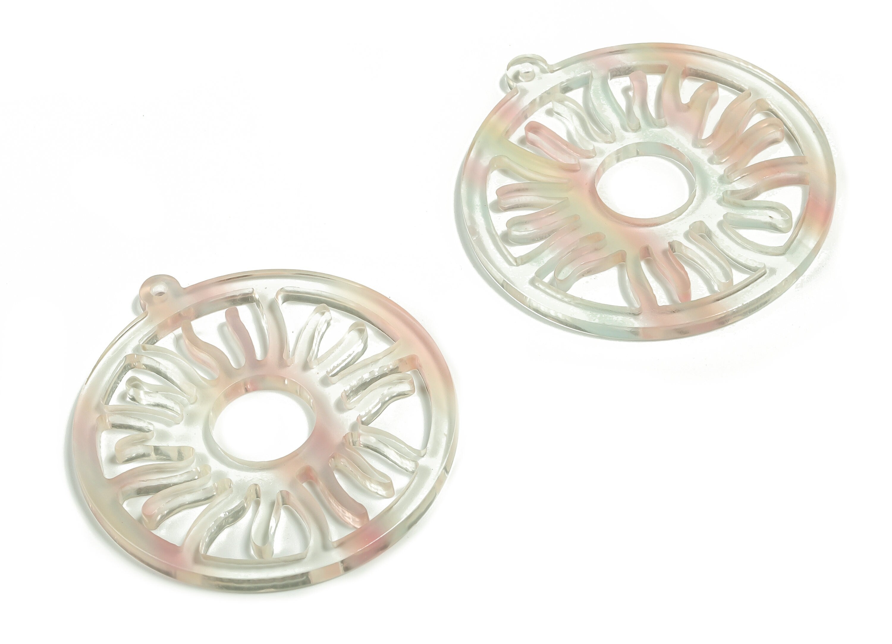 Acrylic Round Sun Earring Charms - Acrylic Pendant - Acrylic Mix Circle Sun Earrings - Color Code:A707- 43.29x39.66x2.36mm - AC2187-A707 - DOMEDBAZAAR