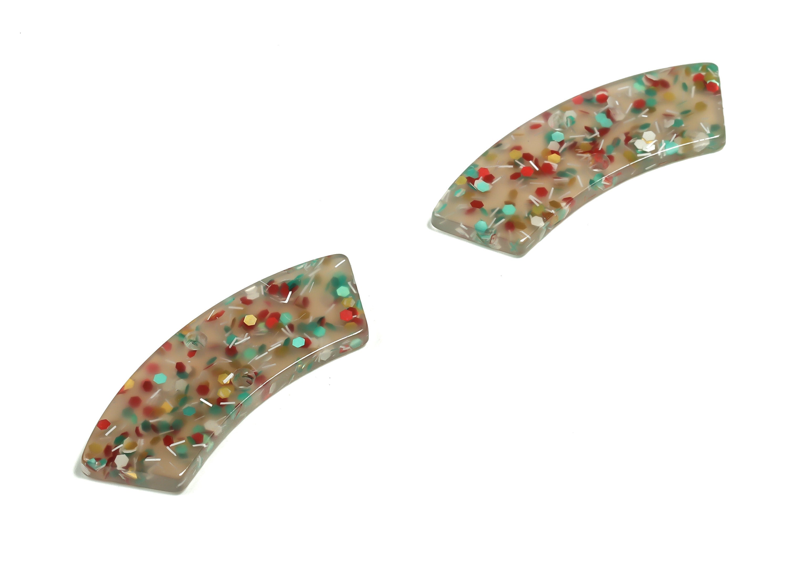 Acrylic Earring Charm-Irregular Shaped Connector - Arc Shaped With 2 Hole Charm - Color Code:A705 - 30.75x9.66x2.07mm - AC2326-A705 - DOMEDBAZAAR