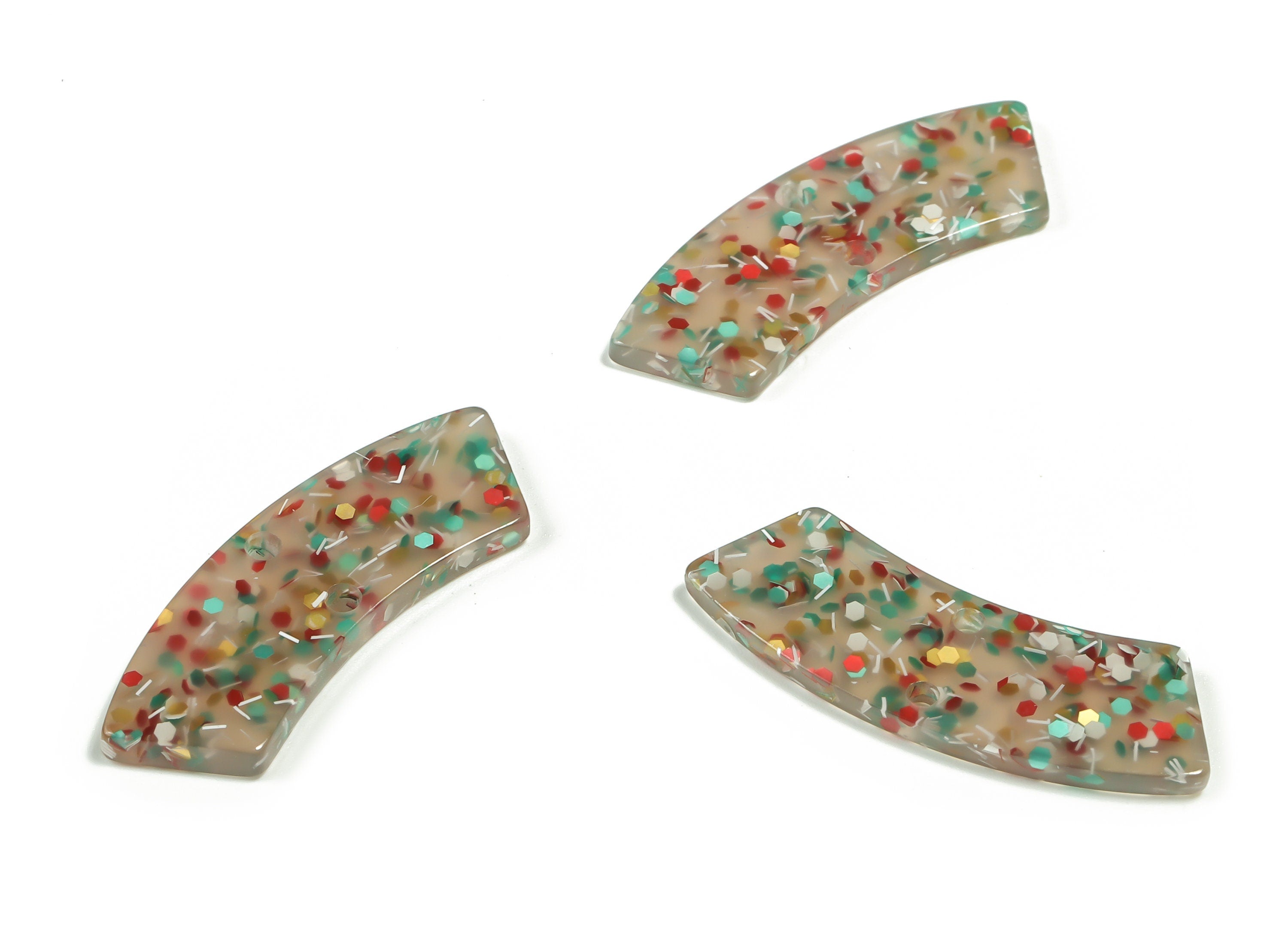 Acrylic Earring Charm-Irregular Shaped Connector - Arc Shaped With 2 Hole Charm - Color Code:A705 - 30.75x9.66x2.07mm - AC2326-A705 - DOMEDBAZAAR