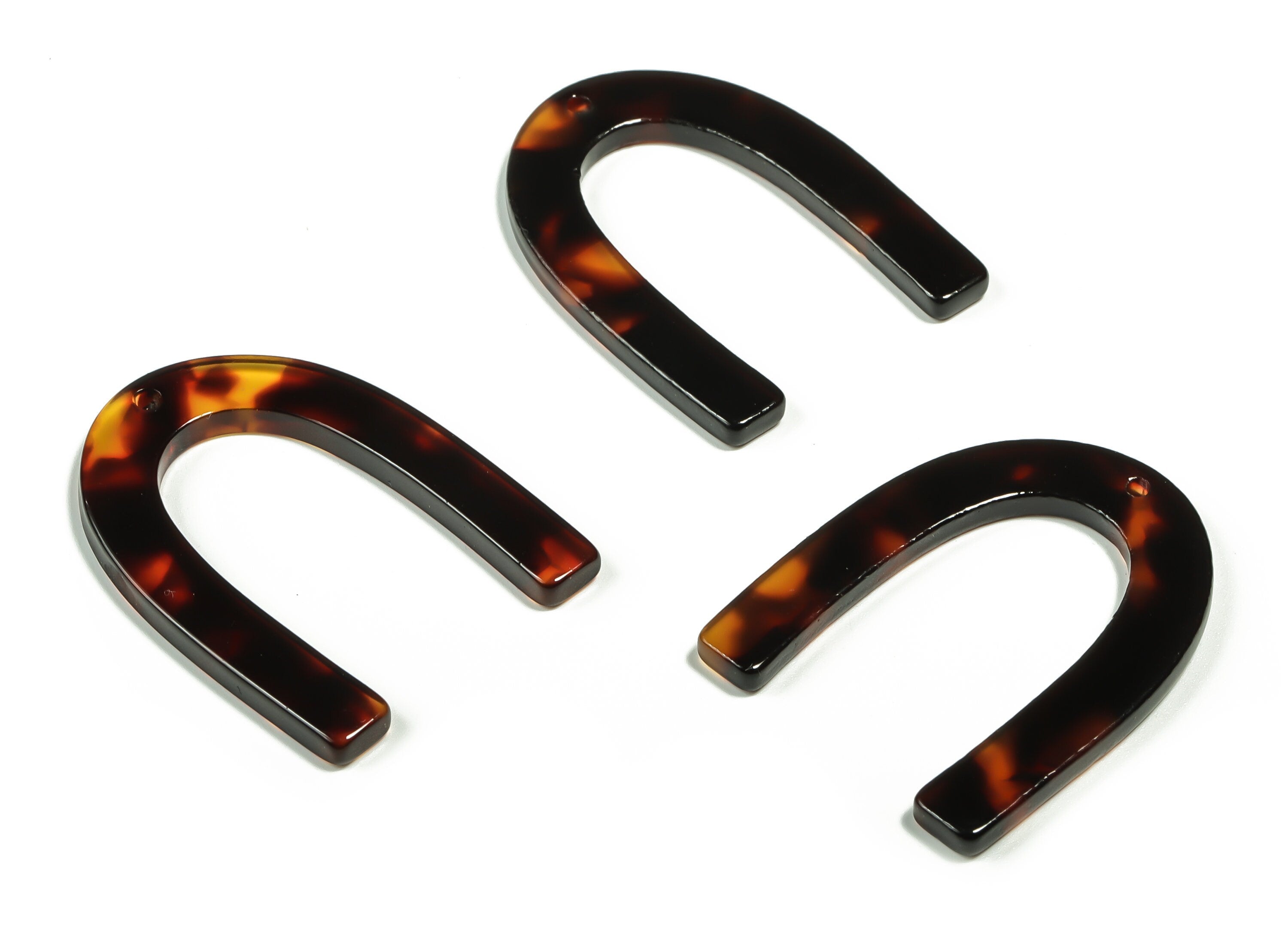 Acetate U Earring Charms - Acetate U Pendant - Tortoise Shell - Jewelry Making Supplies - Color Code: A710 - 34.71x26.16x2.6mm - AC1114-A710 - DOMEDBAZAAR