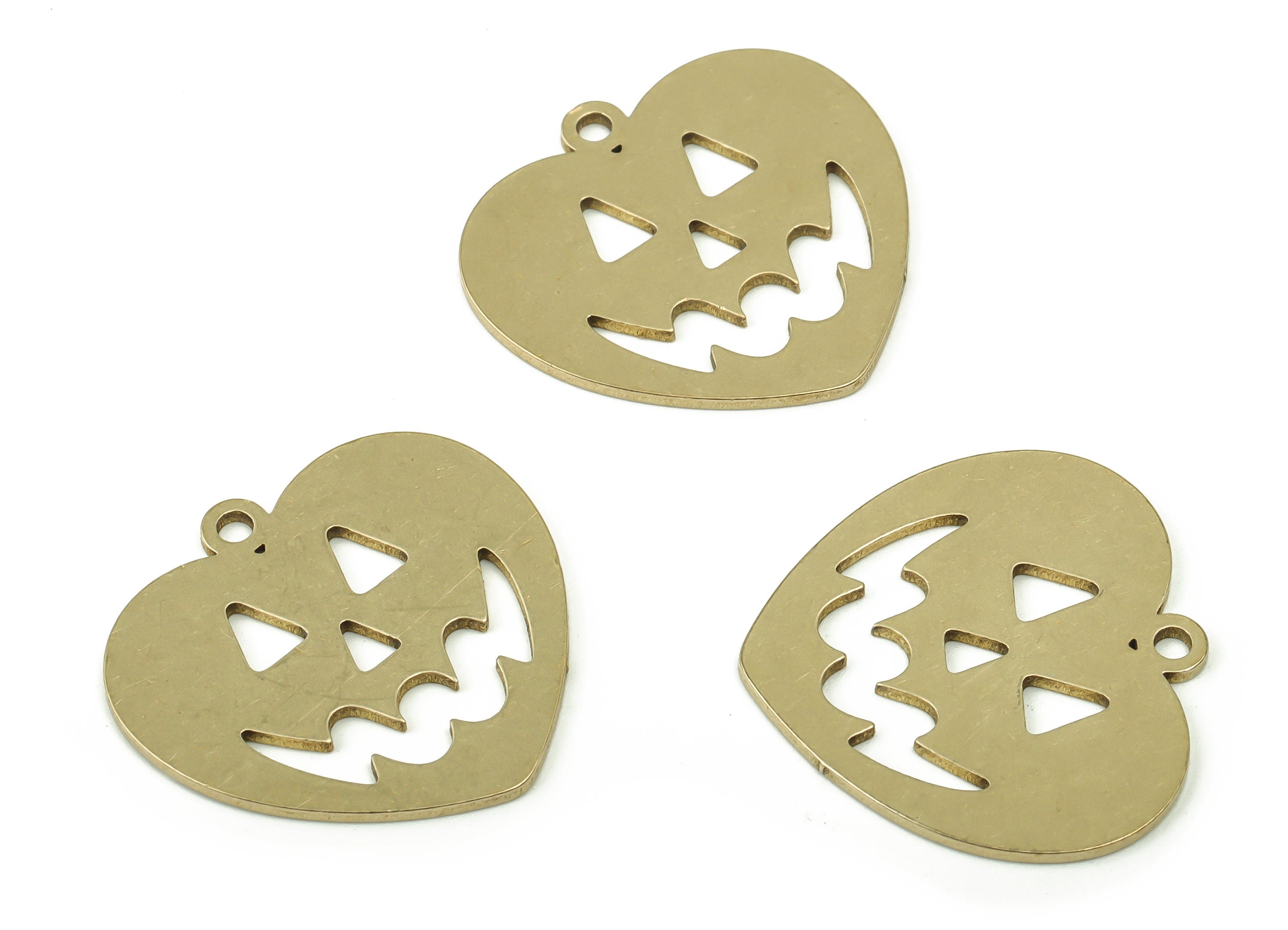 Raw Brass Pumpkin Charm - Brass Pumpkin Charms - Halloween Pendant Charm - Jewelry Making - Laser Cut Charm -23.66x24.82x0.89mm-   PPZ0046 - DOMEDBAZAAR
