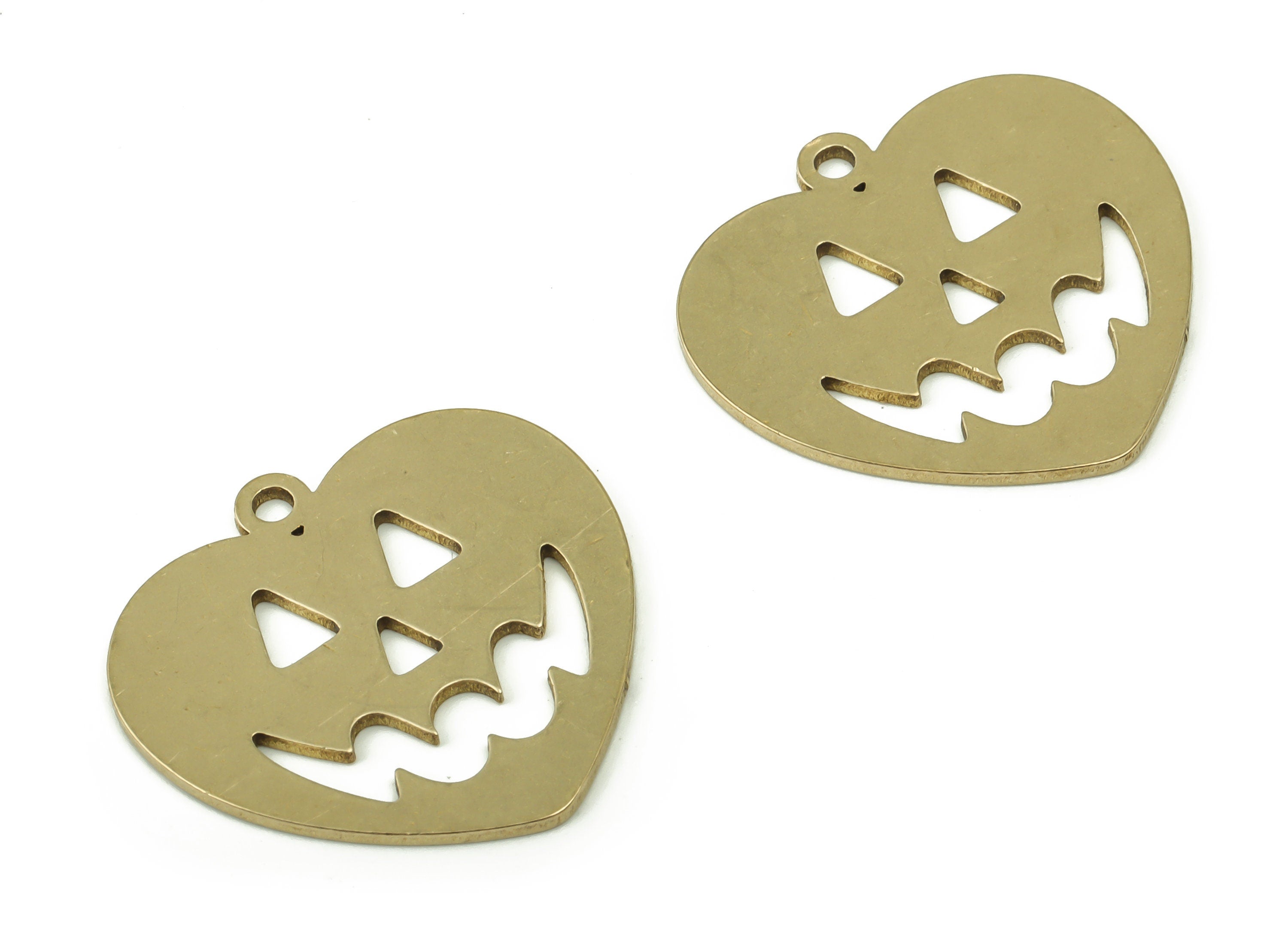 Raw Brass Pumpkin Charm - Brass Pumpkin Charms - Halloween Pendant Charm - Jewelry Making - Laser Cut Charm -23.66x24.82x0.89mm-   PPZ0046 - DOMEDBAZAAR