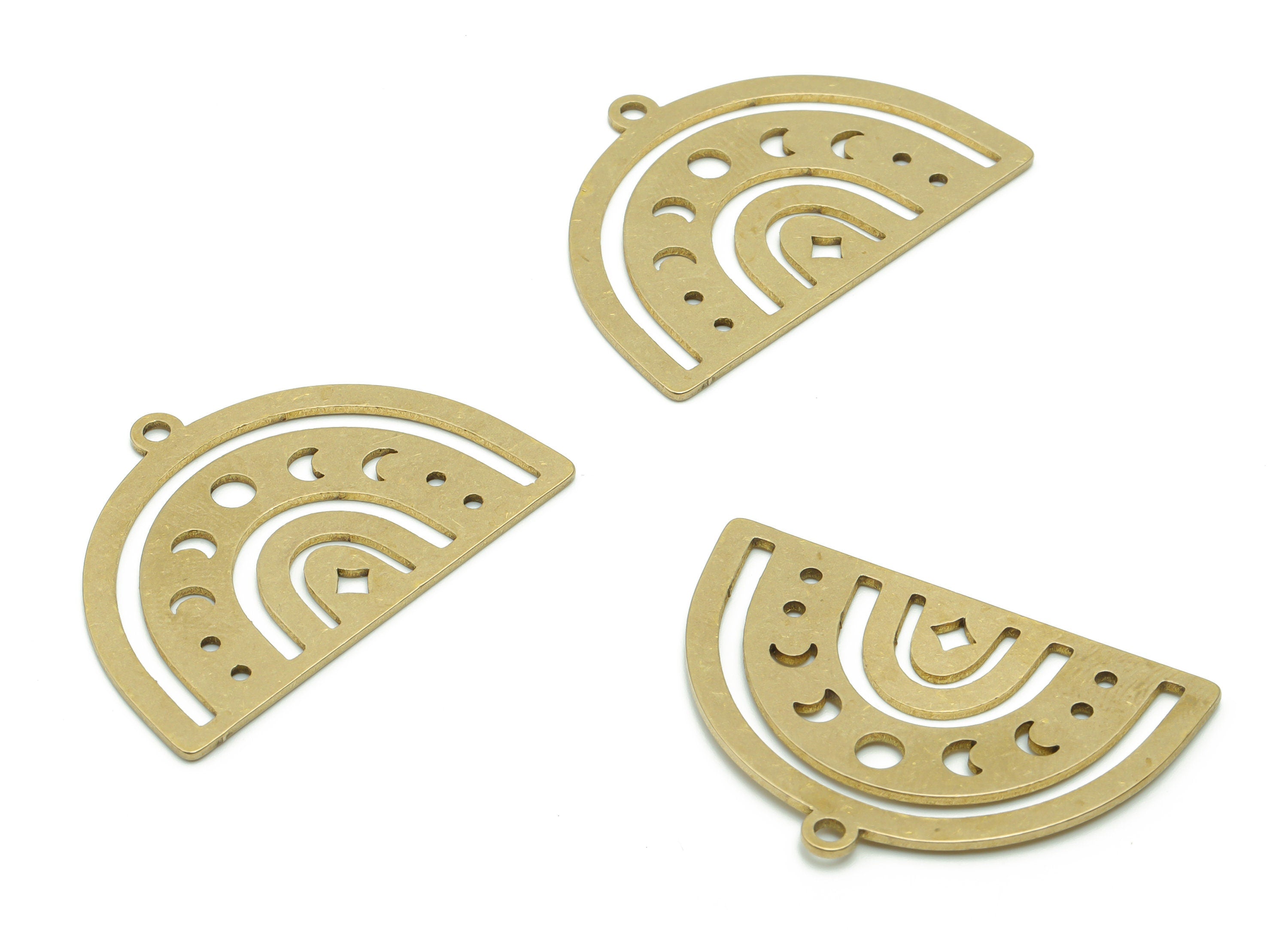 Brass Rainbow Rhombic Earring Charms - Raw Brass Rainbow Phase of Moon Pendant - Jewelry Making Supplies - 37.7x26.5x0.87mm - PPZ0108 - DOMEDBAZAAR