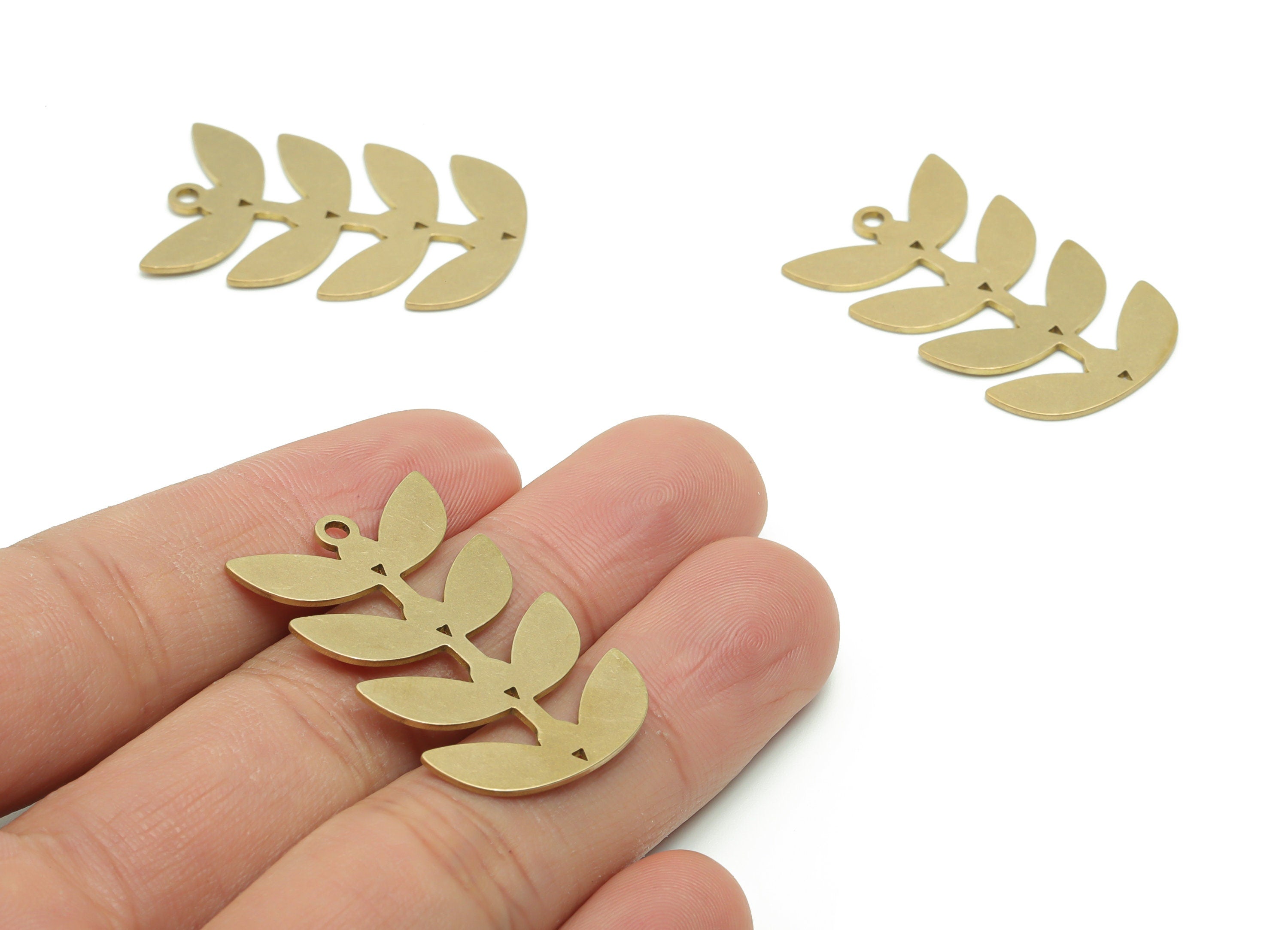 Personalized Stamping Blank - Brass Mosaic Leafs Earring Charms - Raw Brass Mosaic Pendant - Jewelry Supplies - 34.49x21.73x0.75mm -PPA0834 - DOMEDBAZAAR