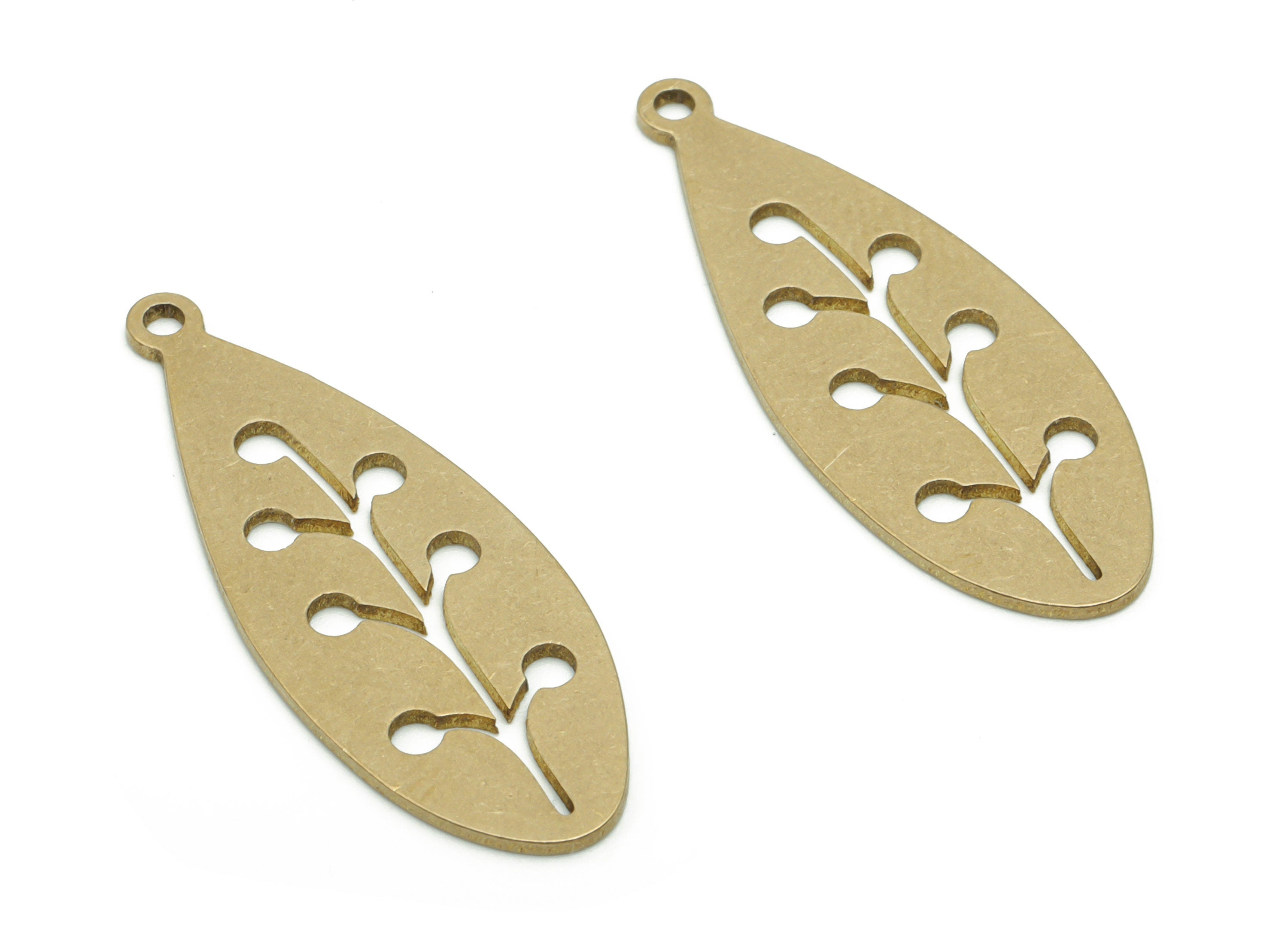 Brass Drop Branches Earring Charms - Raw Brass Branches Drop Pendant - Jewelry Making Supplies - 32.17x12.12x0.74mm - PPA0571 - DOMEDBAZAAR