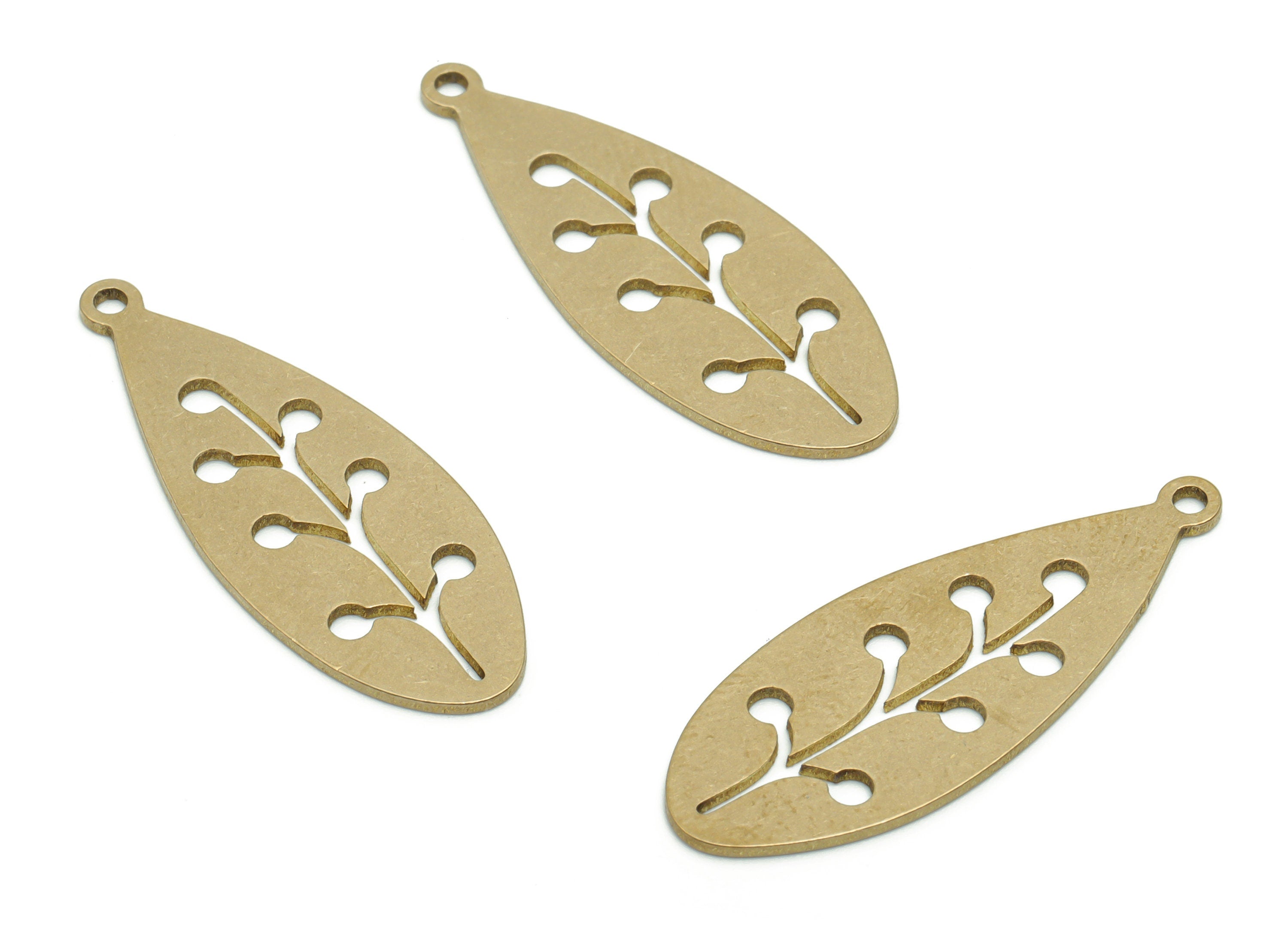 Brass Drop Branches Earring Charms - Raw Brass Branches Drop Pendant - Jewelry Making Supplies - 32.17x12.12x0.74mm - PPA0571 - DOMEDBAZAAR