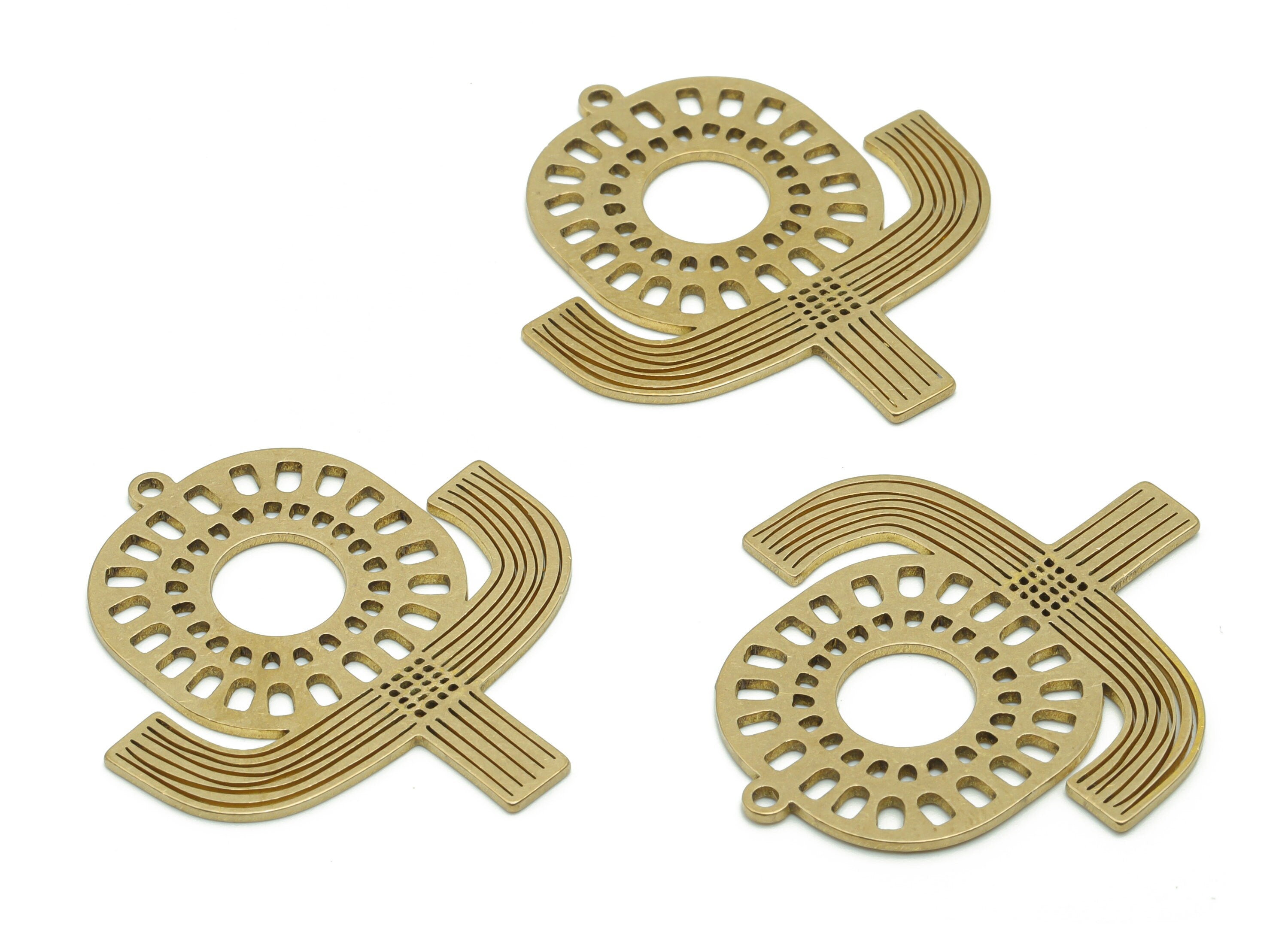Brass Sun Square Earring Charms - Raw Brass Flower Square Sun Pendant - Jewelry Making Supplies - 37.66x34.24x0.88mm - PPA0522 - DOMEDBAZAAR