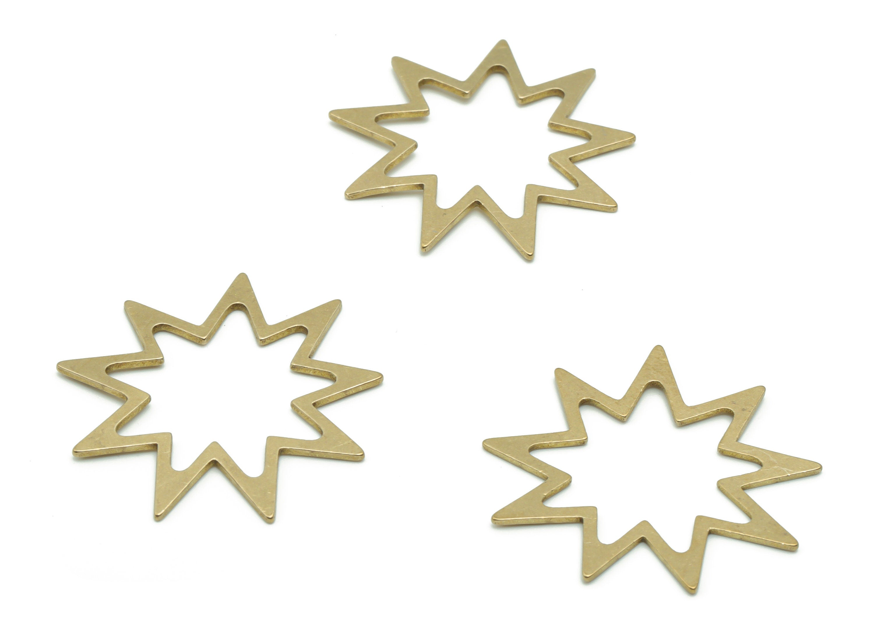 Brass Planet Star Earring Connector - Raw Brass Planet Star Charms and Pendant - Jewelry Making Supplies - 29.79x27.87x0.76mm - PPA0540 - DOMEDBAZAAR