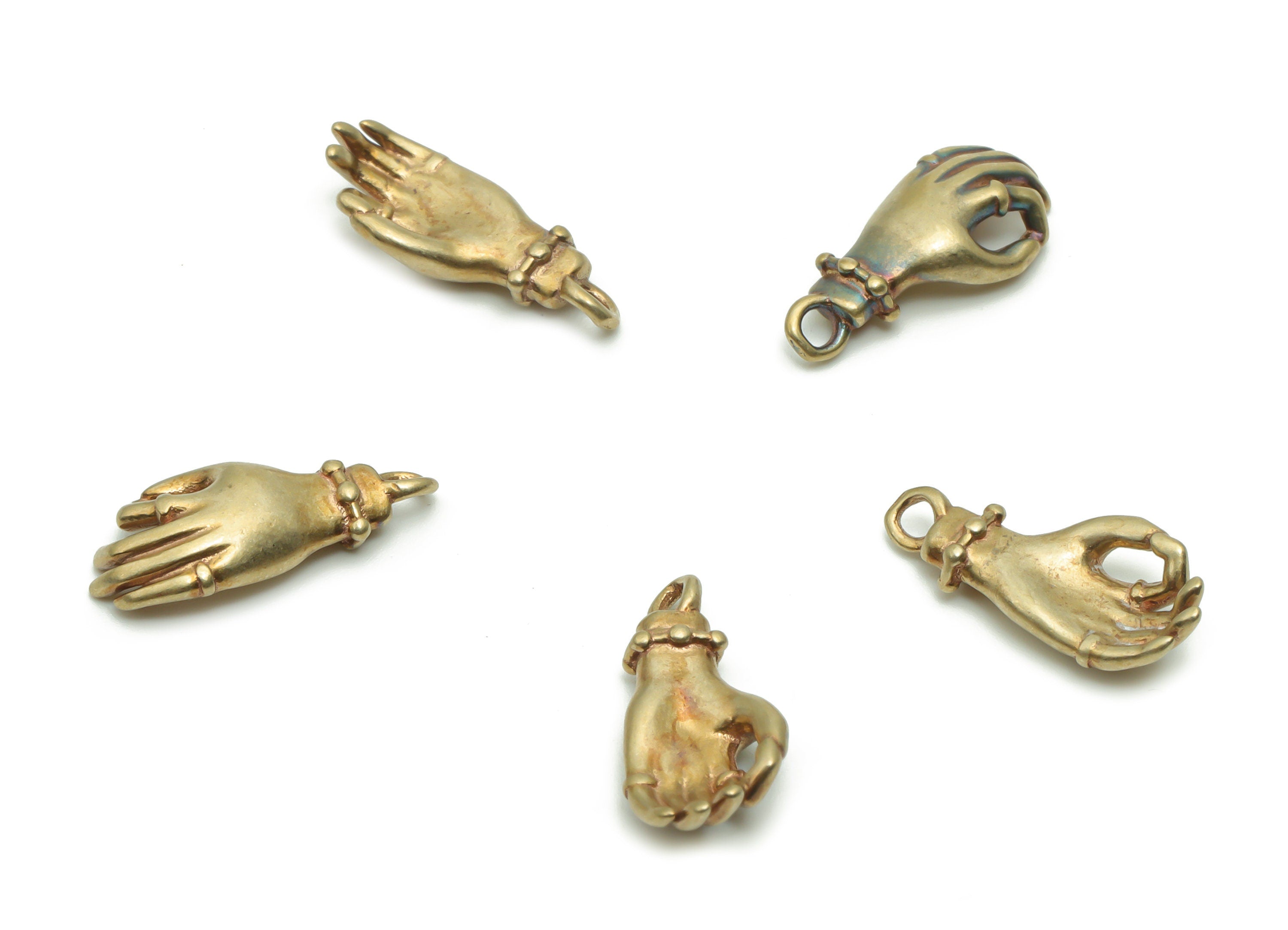 Brass Hand Sign Earring Charms - Raw Brass Ok Hand Pendant - Jewelry Making Supplies - 15.15x7.07x2.74mm - PP4937 - DOMEDBAZAAR