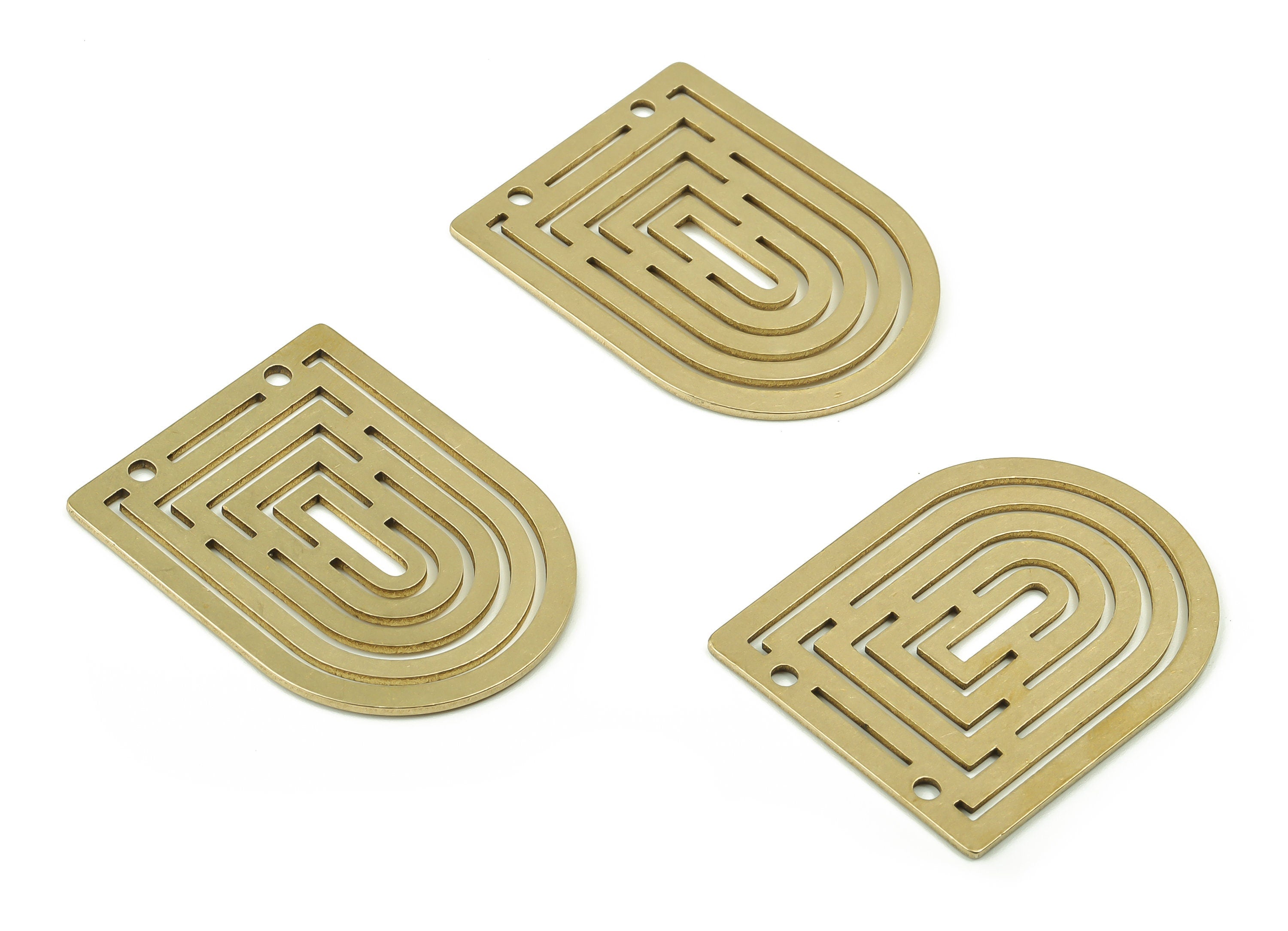 Rainbow Domed Pendant - Raw Brass Domed Rainbow Earring Connectors - Semicircle Charms - Jewelry Making Supplies - 34.8x26.9x0.9mm - PPZ0033 - DOMEDBAZAAR