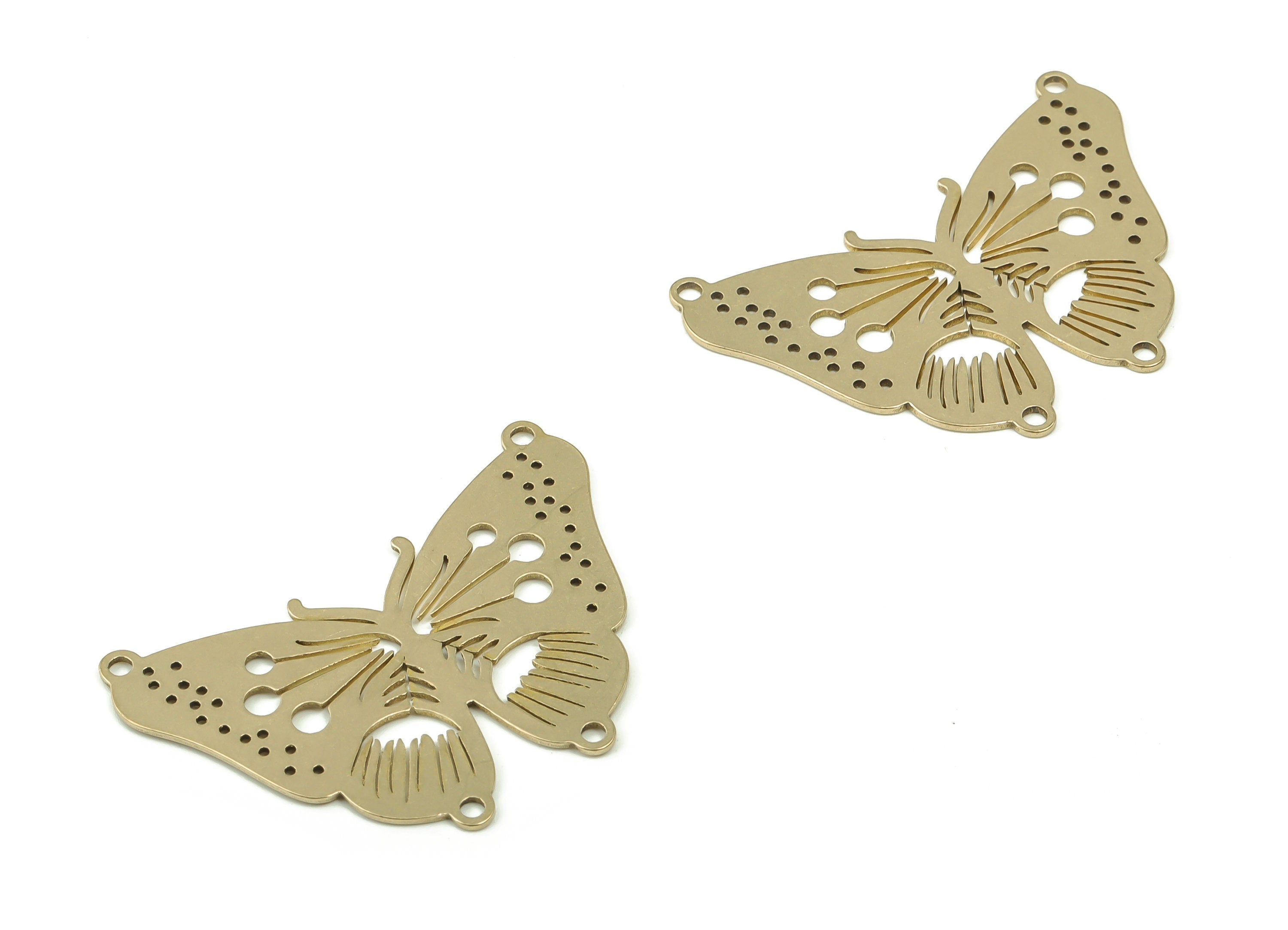 Brass Butterfly Earring Connectors - Raw Brass Flowers Charms and Pendant - DIY Jewelry Making Supplies - 40.07x27.7x0.69mm - PPA0039 - DOMEDBAZAAR