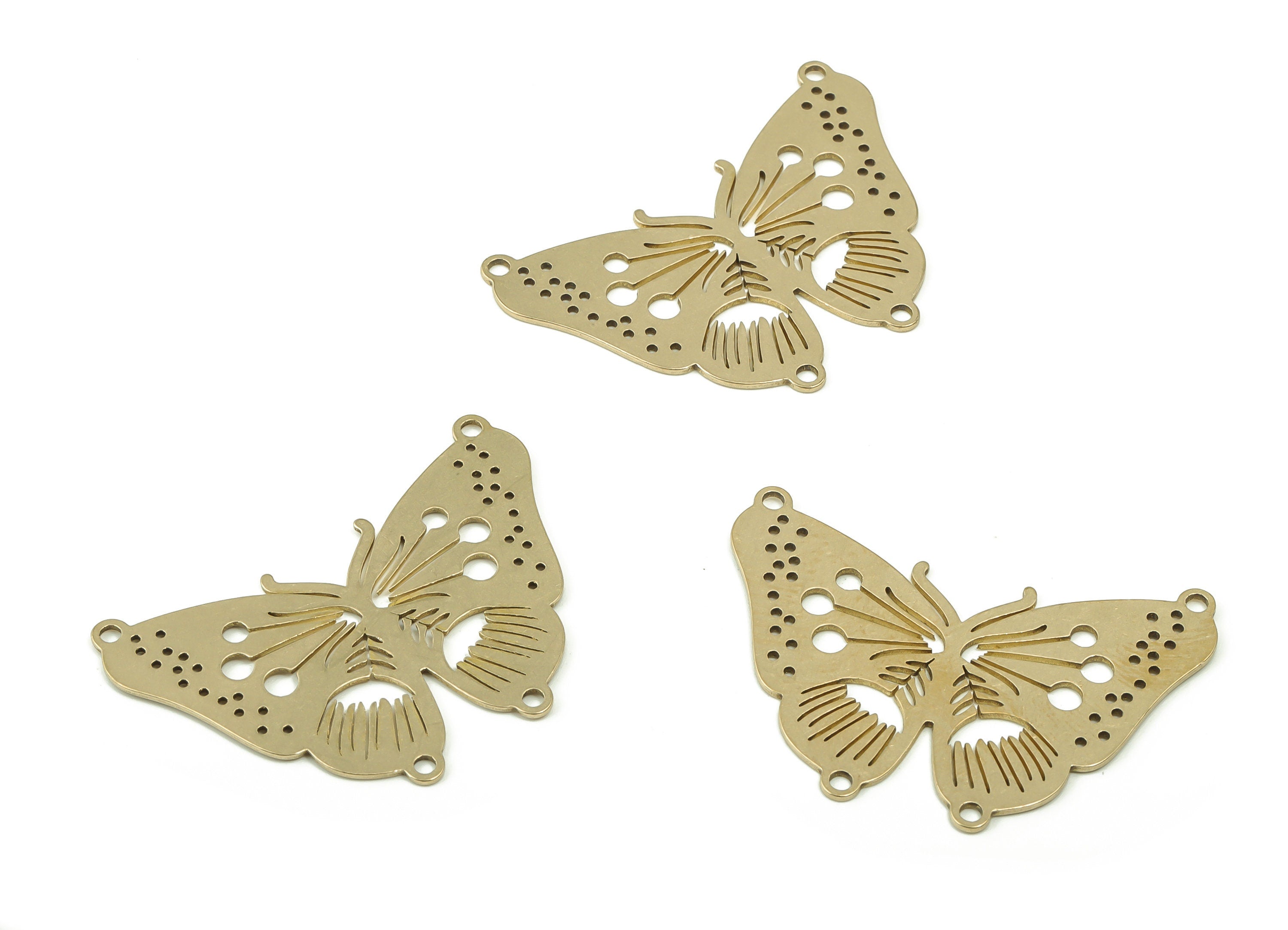 Brass Butterfly Earring Connectors - Raw Brass Flowers Charms and Pendant - DIY Jewelry Making Supplies - 40.07x27.7x0.69mm - PPA0039 - DOMEDBAZAAR