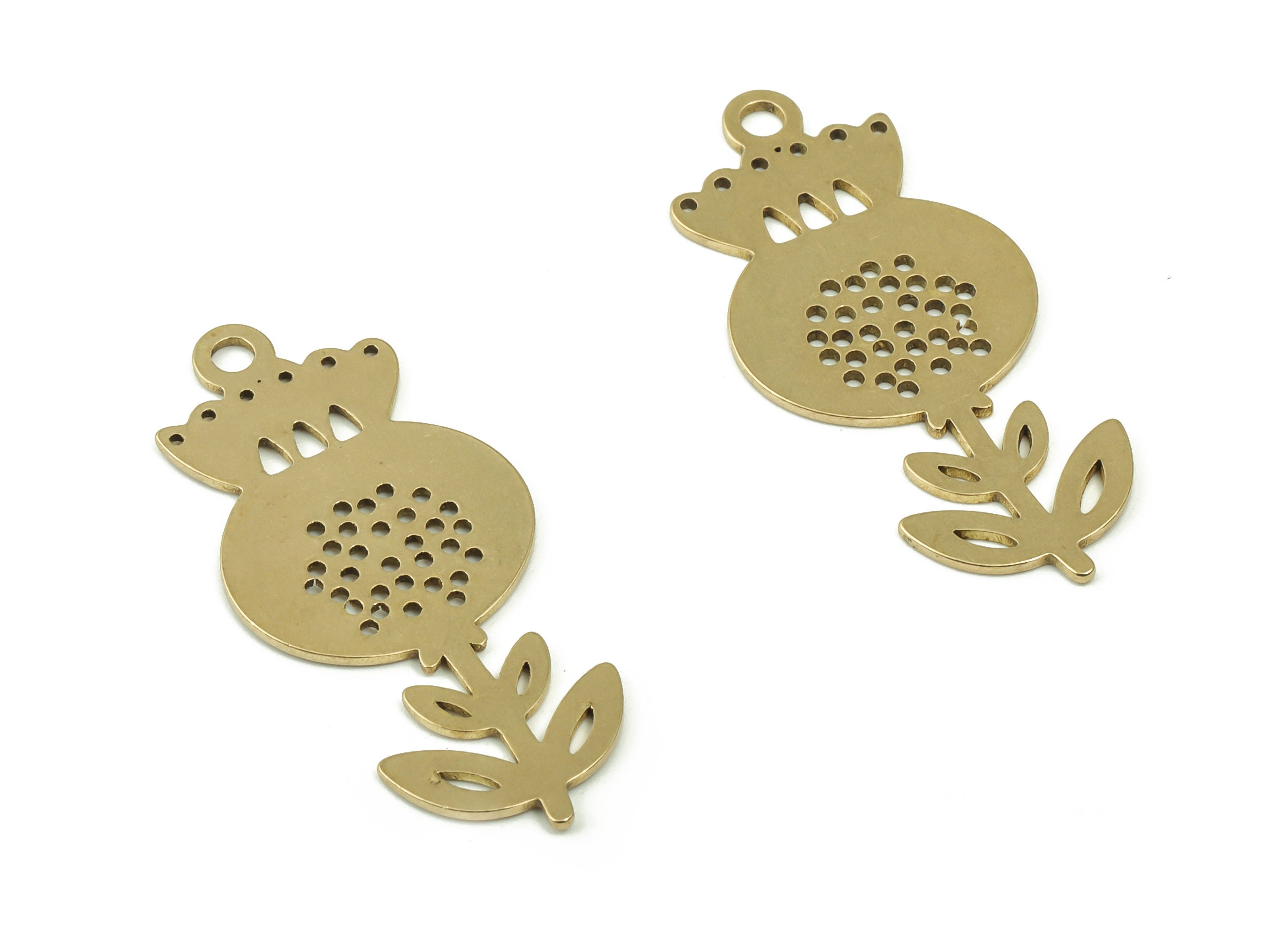 Raw Brass Flower Earring Charms – Brass Dangle Flower Pendant Charm – Flower Jewelry Making Supplies - 32.93x15.02x0.74mm- PPA0178 - DOMEDBAZAAR