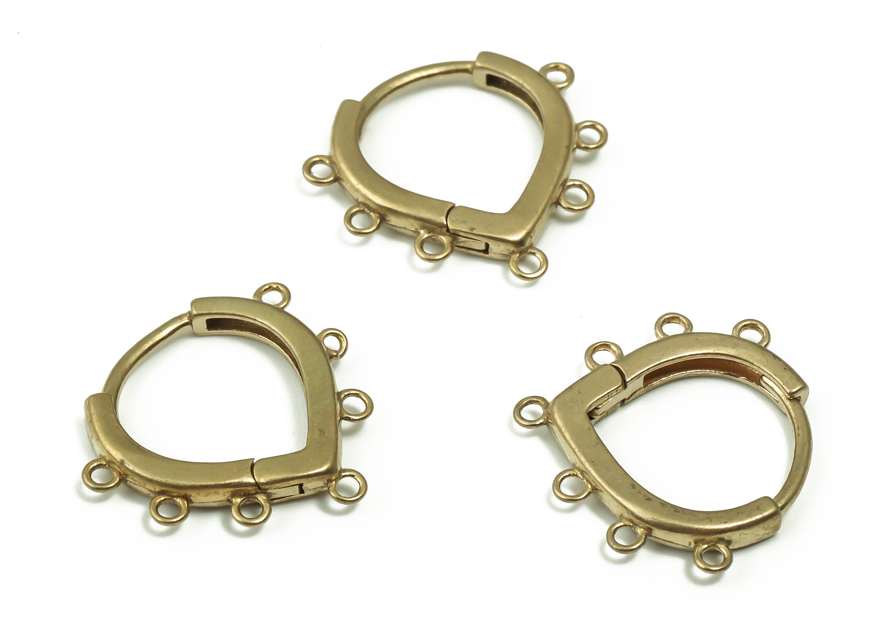 Love Heart Huggie Earring - Raw Brass Hoop Huggie Earring - Earring with 7 Closed Loops - Minimal Dainty Huggie -17.76x17.02x2.29mm- PP4869 - DOMEDBAZAAR