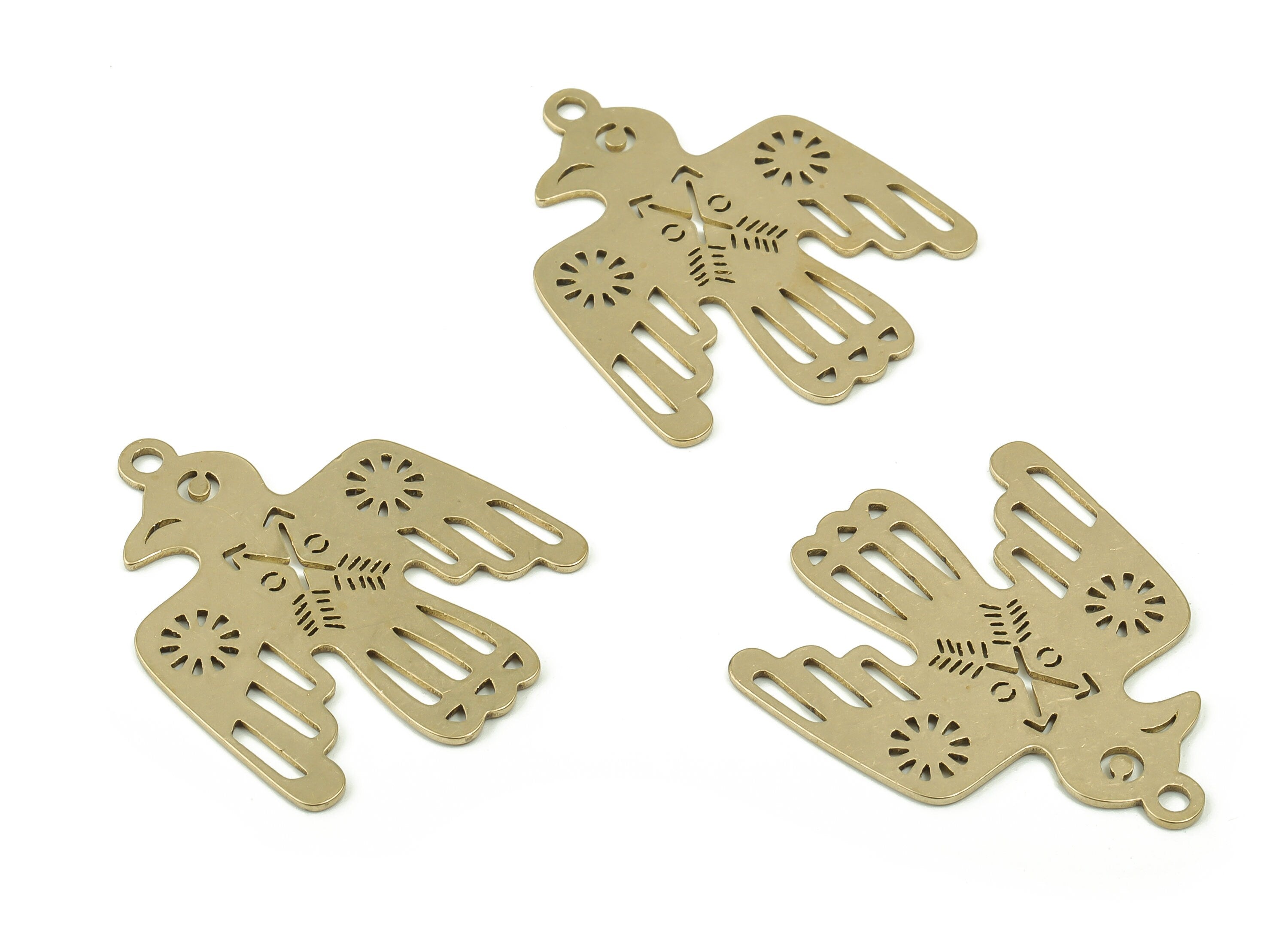 Brass Eagle Earring Charms - Raw Brass Bird Pendant Charm - Laser Cut Bird Charm - Jewelry Making Supplies -32.86x27.51x0.79mm- PPZ0006 - DOMEDBAZAAR