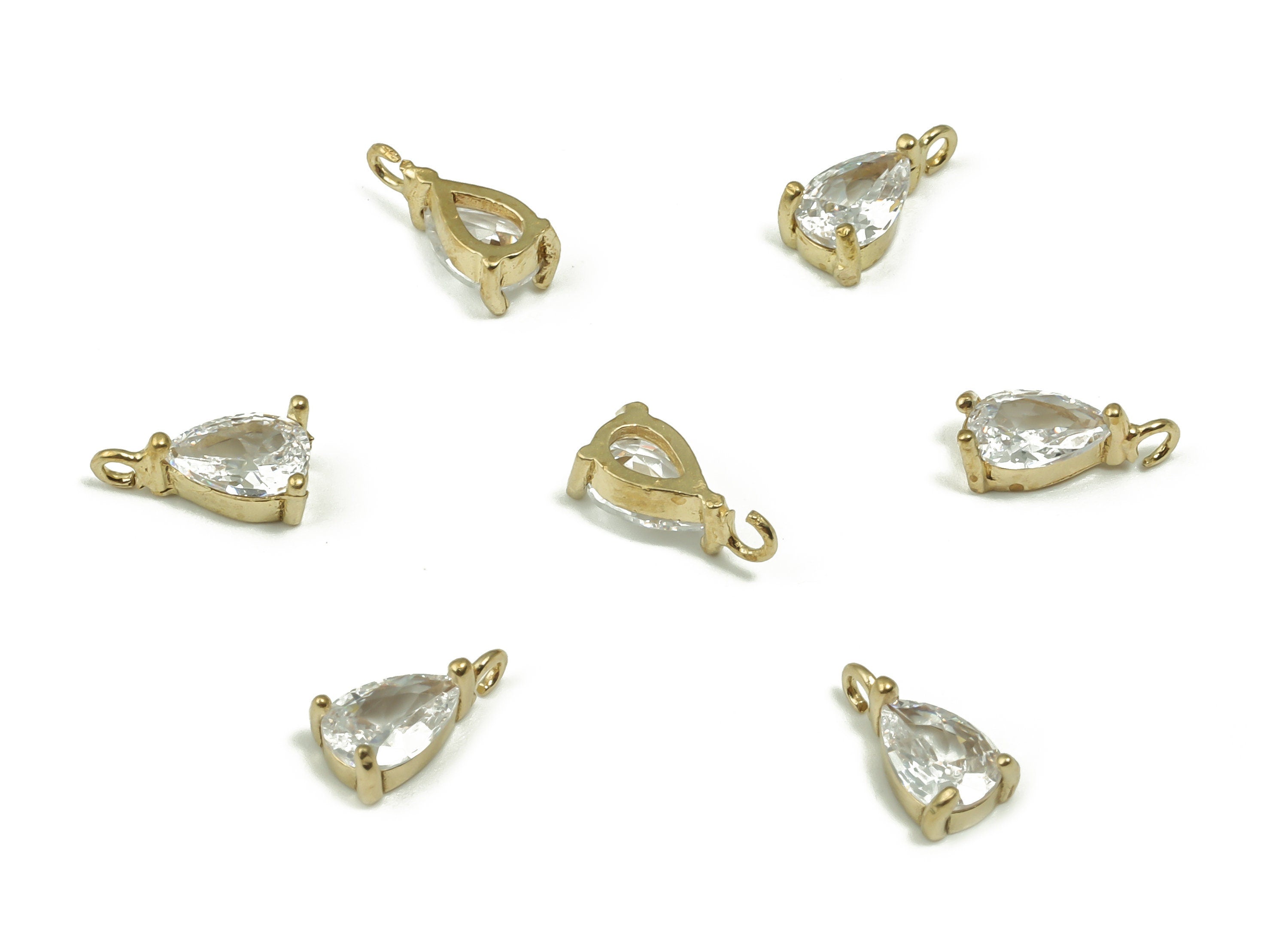 Raw Brass Drop Earring Charms with Zircon - CZ Micro Pave Mini Drop Charm - Bracelet Drop Charm - Jewelry Making -9.08x4.13x3.25mm- PP4856 - DOMEDBAZAAR