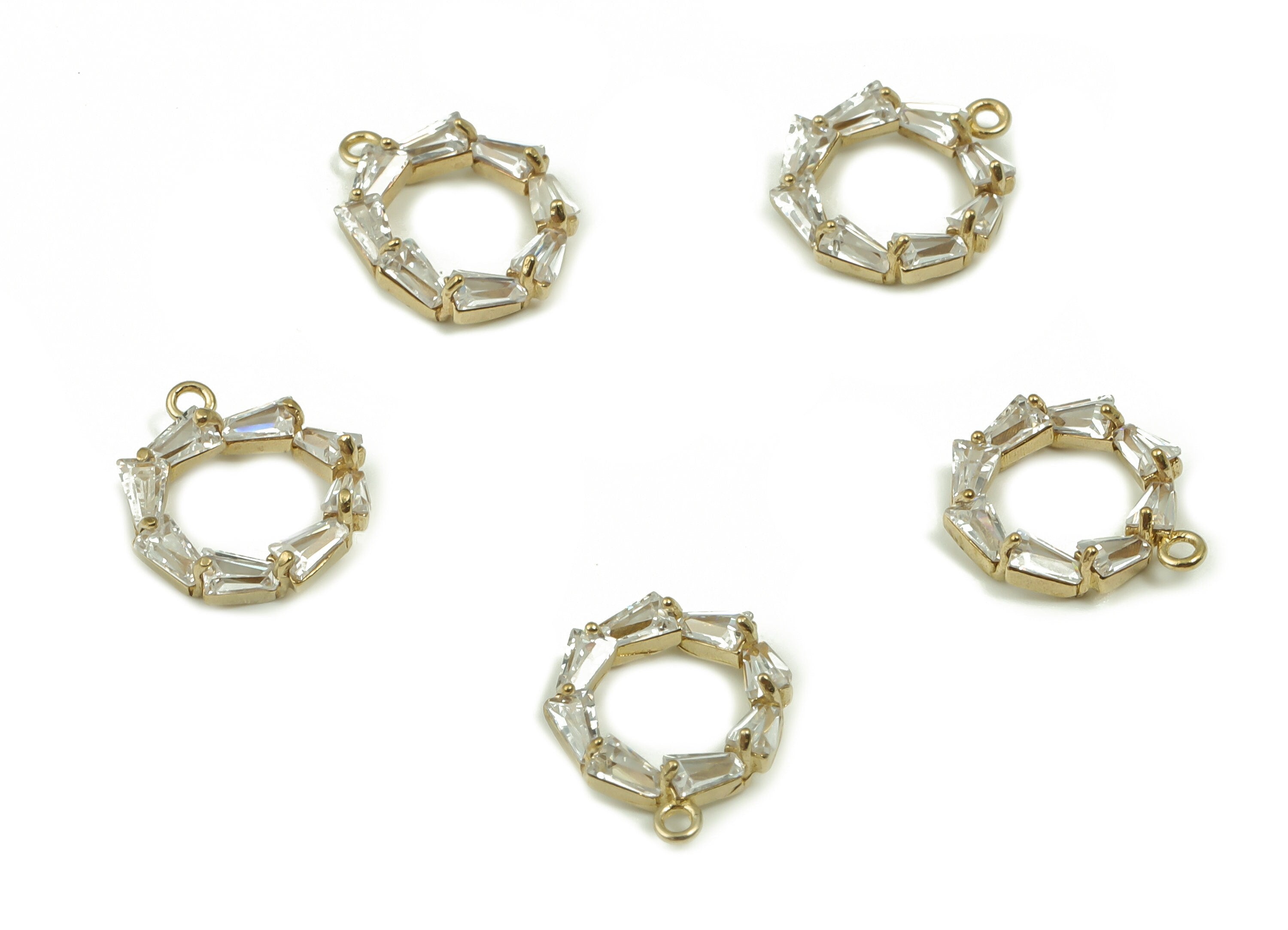 Brass Round Earring Charms With Zircons - Raw Brass Circle Pendant - Jewelry Making Supplies - 11.84x10.05x2.8mm - PP4854 - DOMEDBAZAAR