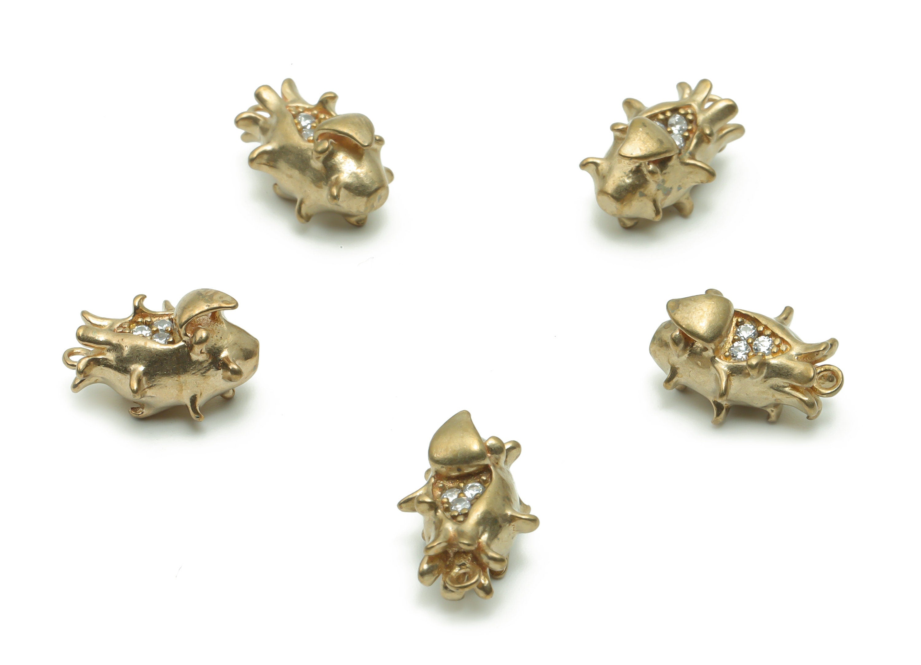Brass Pitaya Earring Charms With Zircons - Raw Brass Pitaya Pendant - Jewelry Making Supplies - 13.11x8.24x7.24mm - PP4952 - DOMEDBAZAAR