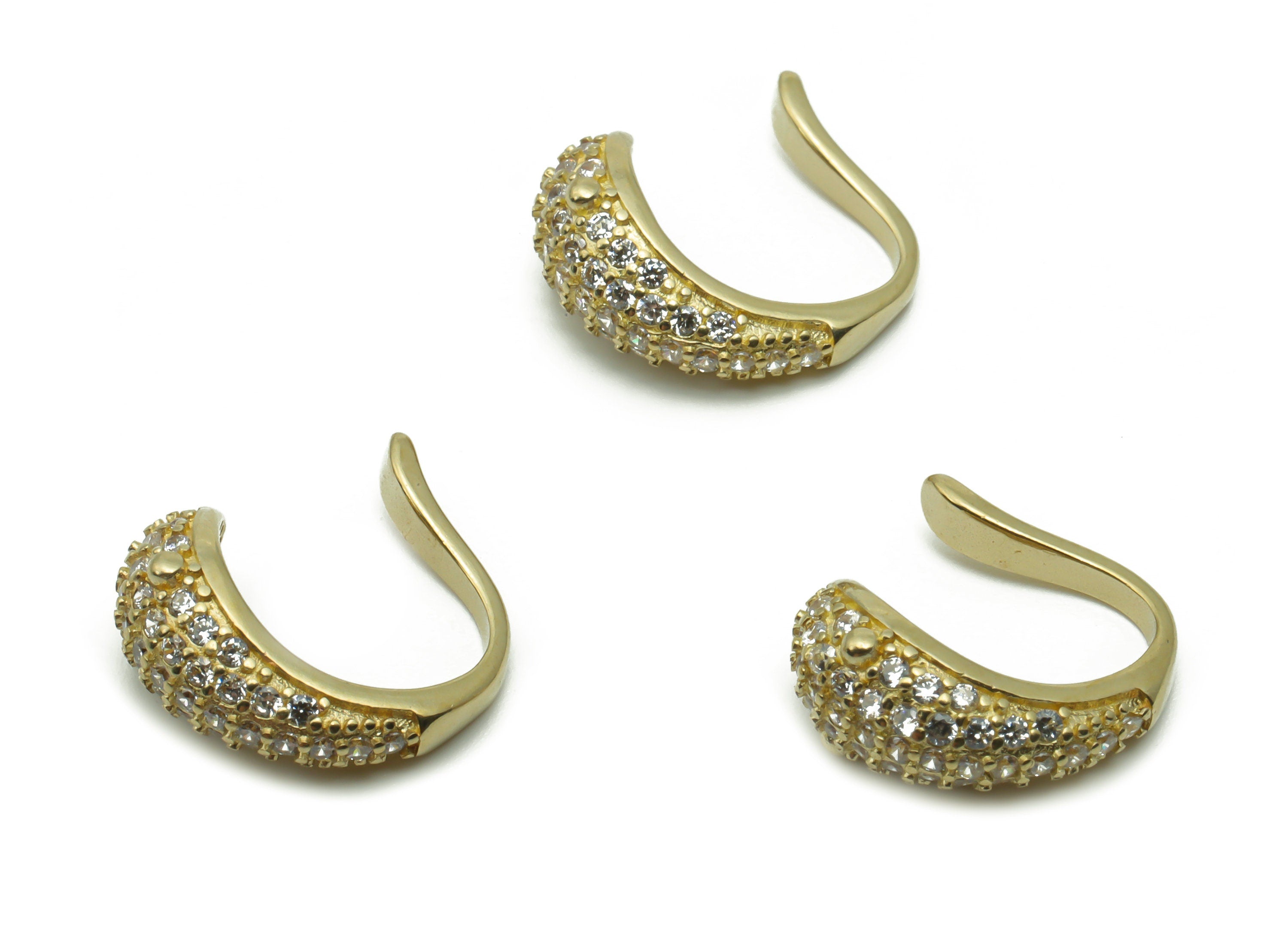 Brass Snake Earring Ear Cuff With Zircons - Raw Brass Earring Ear Cuff - Earrings Finding - Jewellery Supplies - 16.21x15.67x2.25mm -PP4941 - DOMEDBAZAAR