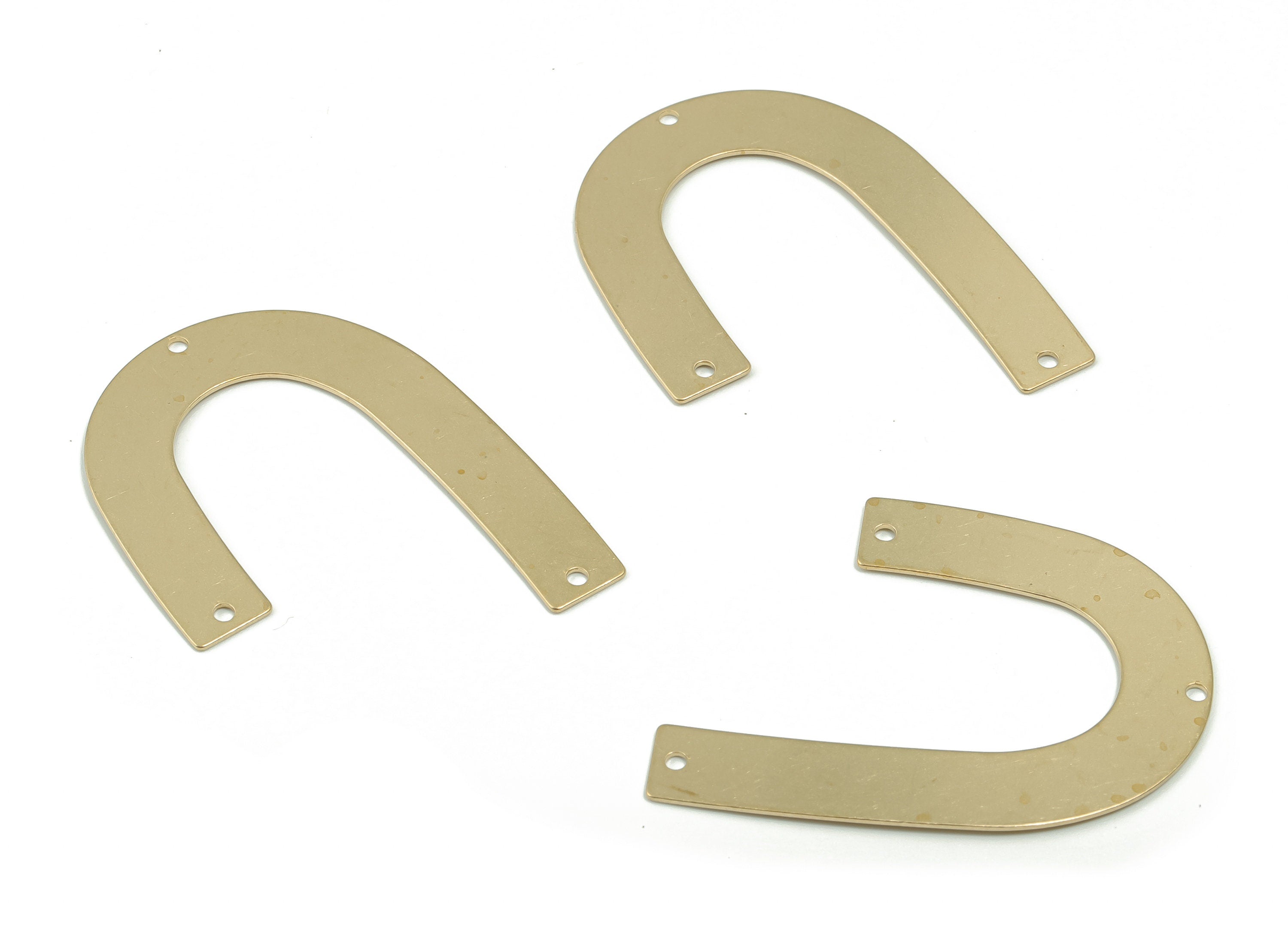 Brass J Letter Earring Connectors - Raw Brass U Charms and Pendant - 3 Holes - Jewellery Making Supplies - 34.71x26.68x0.46mm - PP4880 - DOMEDBAZAAR