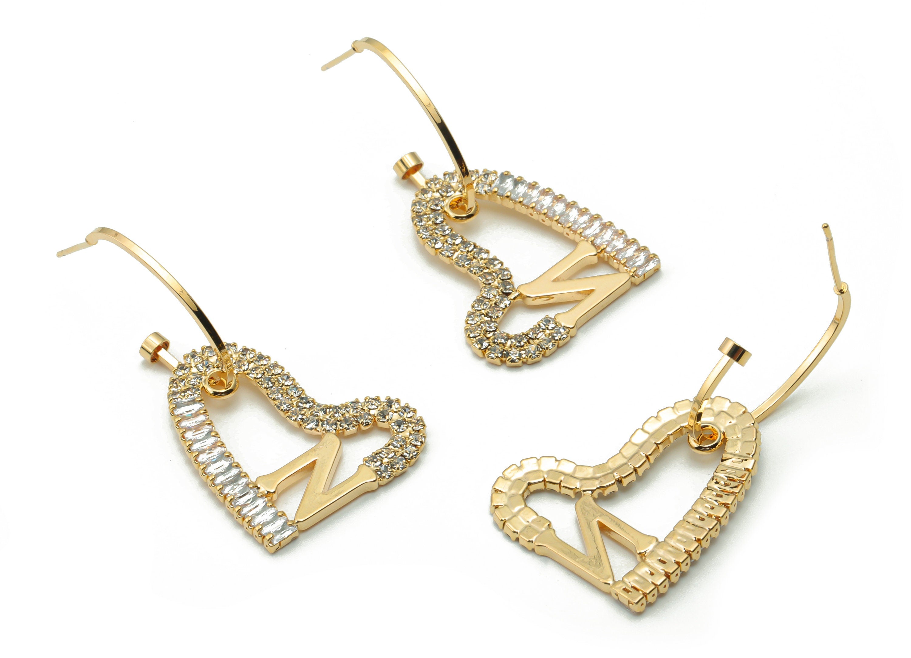 Brass Heart N Earring Stud With Zircons - Gold Heart N Post - 18K Real Gold Plated Brass - Jewelry Supplies - 27.23x21.89x1.88mm - RGP4171 - DOMEDBAZAAR