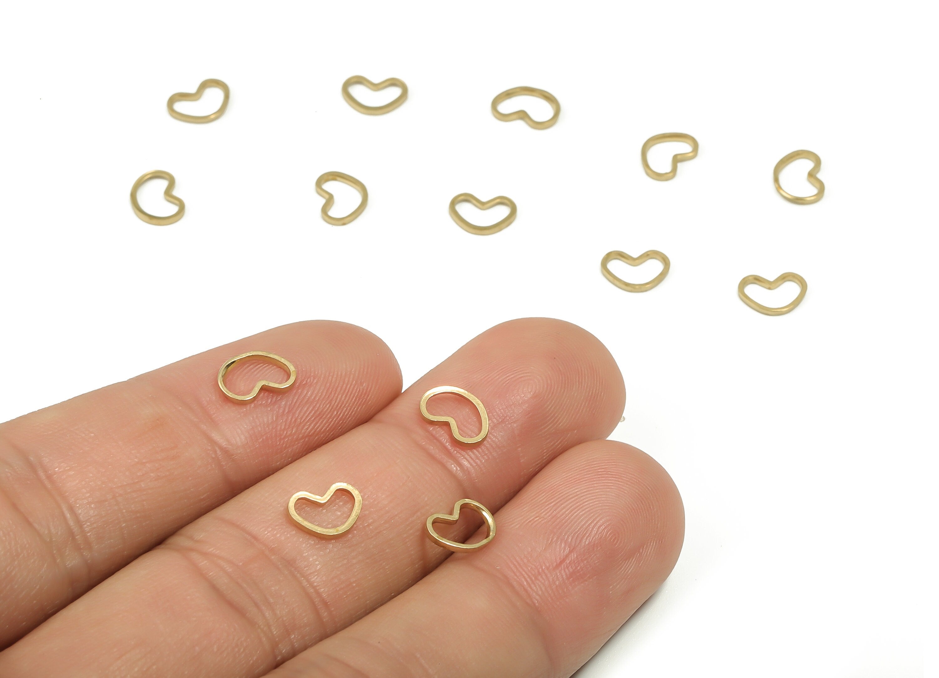 Brass Mini Heart Earring Connector - Raw Brass Heart Charms and Pendant - Heart Ring - Jewelry Making Supplies - 7.36x5.34x0.71mm - PP4883 - DOMEDBAZAAR