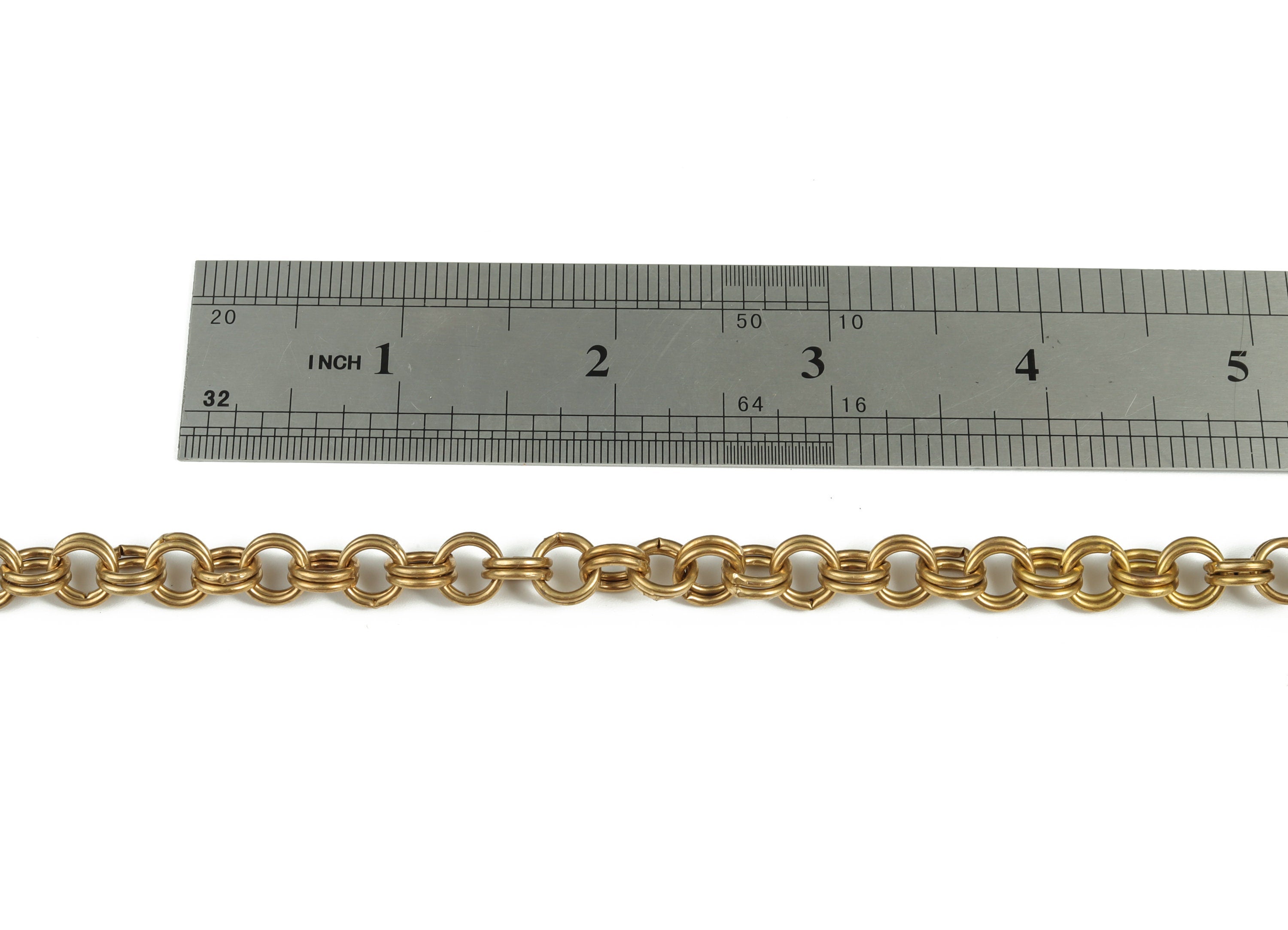 Round Link Cable Chain - Round Rolo Cable Chain - Raw Brass Round Chain - Soldered Double Circle Chain For Bracelet 0.32&quot;x0.32&quot;x0.09&quot; CC1198 - DOMEDBAZAAR