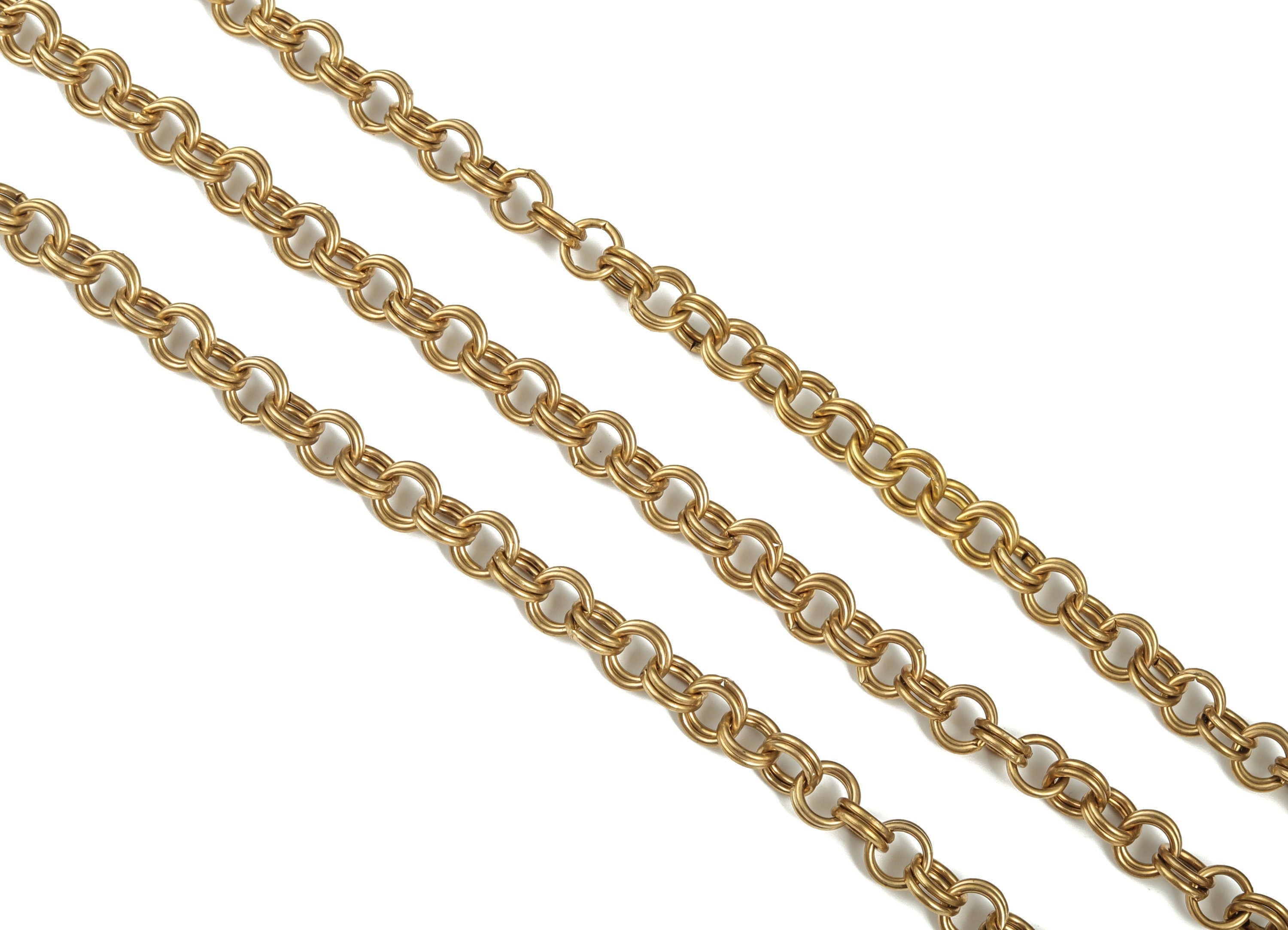 Round Link Cable Chain - Round Rolo Cable Chain - Raw Brass Round Chain - Soldered Double Circle Chain For Bracelet 0.32&quot;x0.32&quot;x0.09&quot; CC1198 - DOMEDBAZAAR