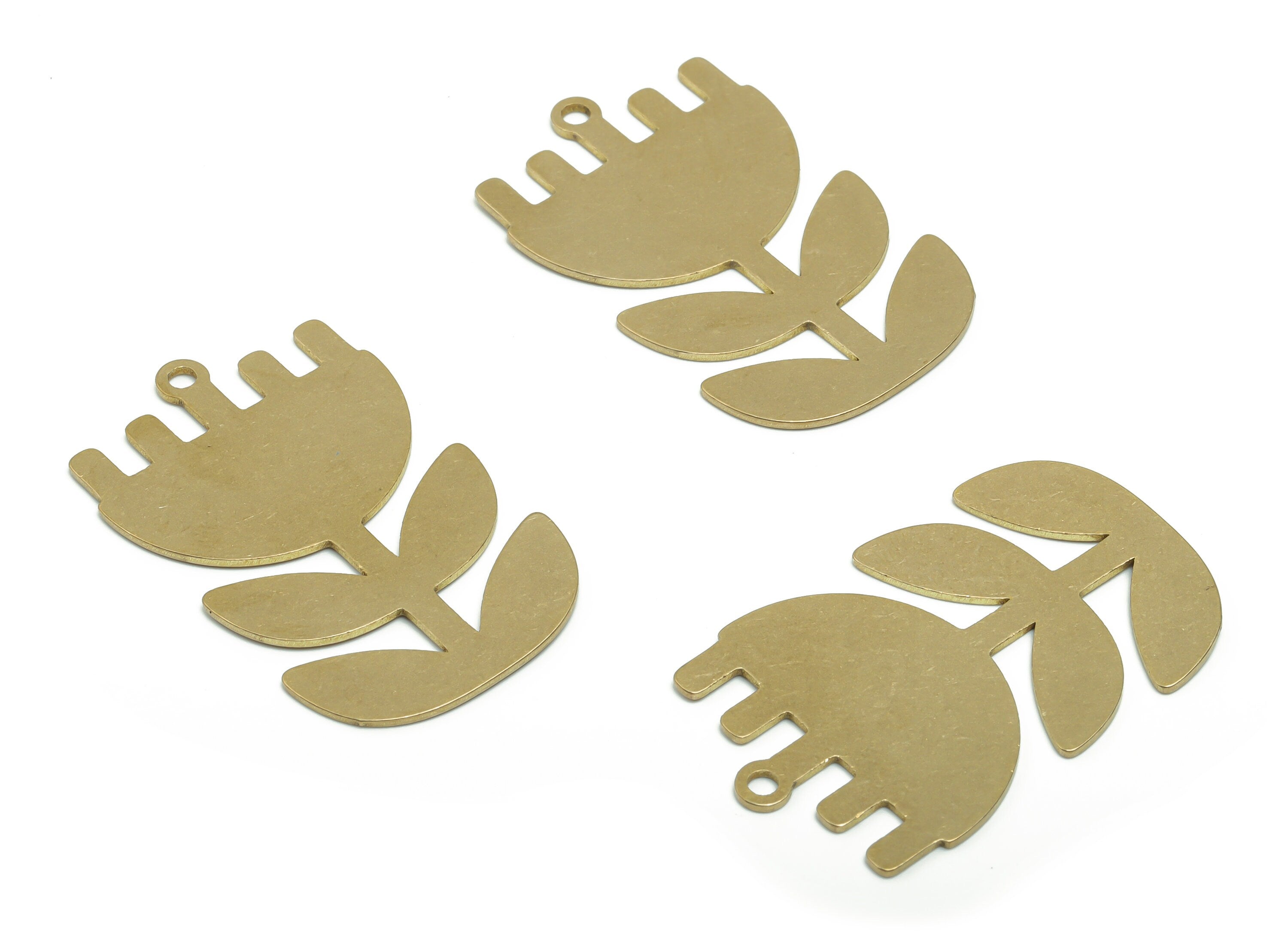 Personalized Stamping Blank - Brass Mosaic Leafs Charms - Raw Brass Mosaic Flower Pendant - Jewelry Supplies - 37.84x23.77x0.77mm - PPA0849 - DOMEDBAZAAR