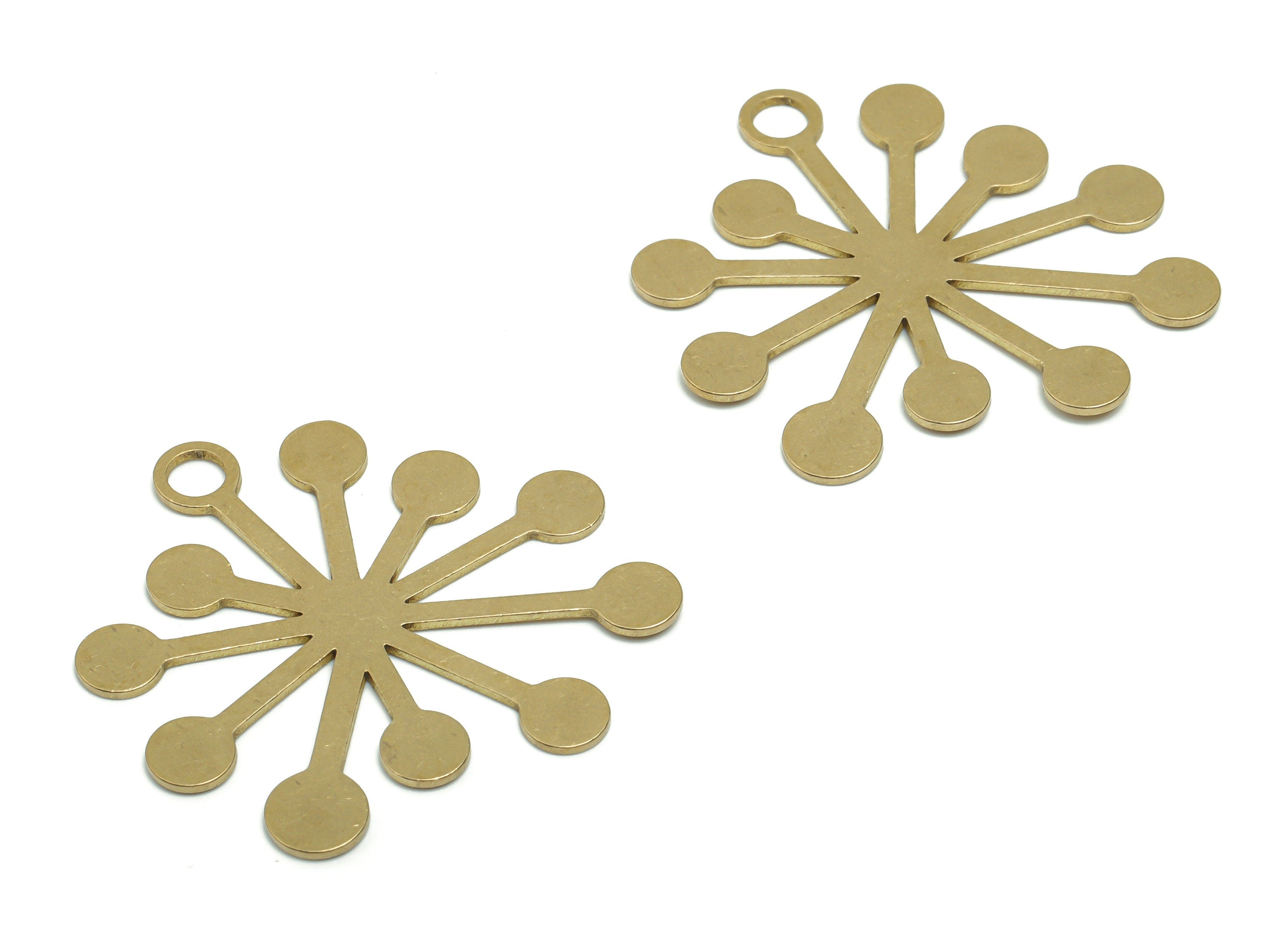 Personalized Stamping Blank - Brass Virus Earring Charms - Raw Brass Sun Pendant - Jewelry Making Supplies - 34.51x33.25x0.76mm - PPA0761 - DOMEDBAZAAR