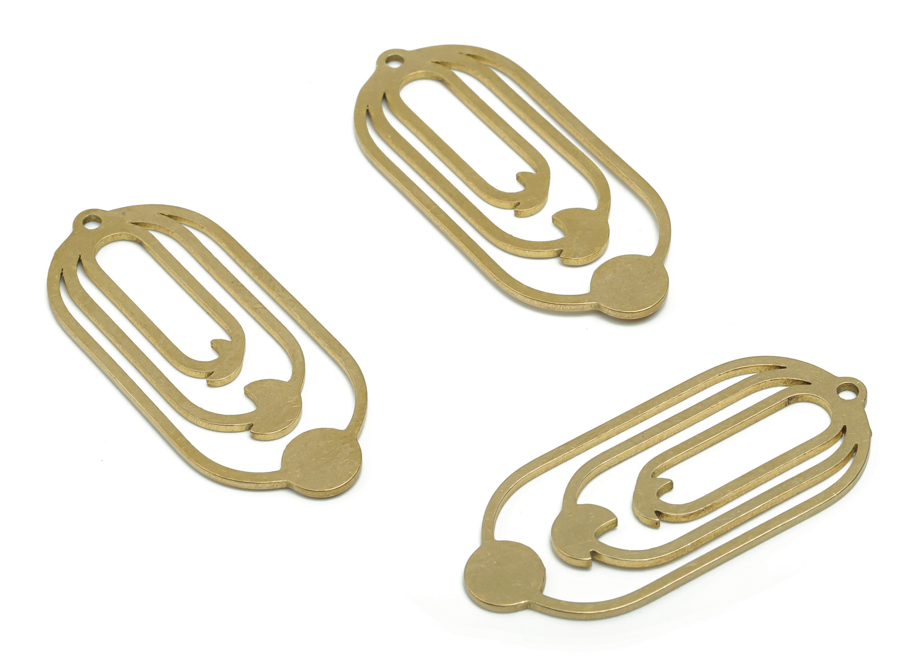 Brass Oval Crescent Sun Earring Charms - Raw Brass Phase of Moon Pendant - Jewelry Making Supplies - 35.83x15.23x0.83mm - PPZ0101 - DOMEDBAZAAR