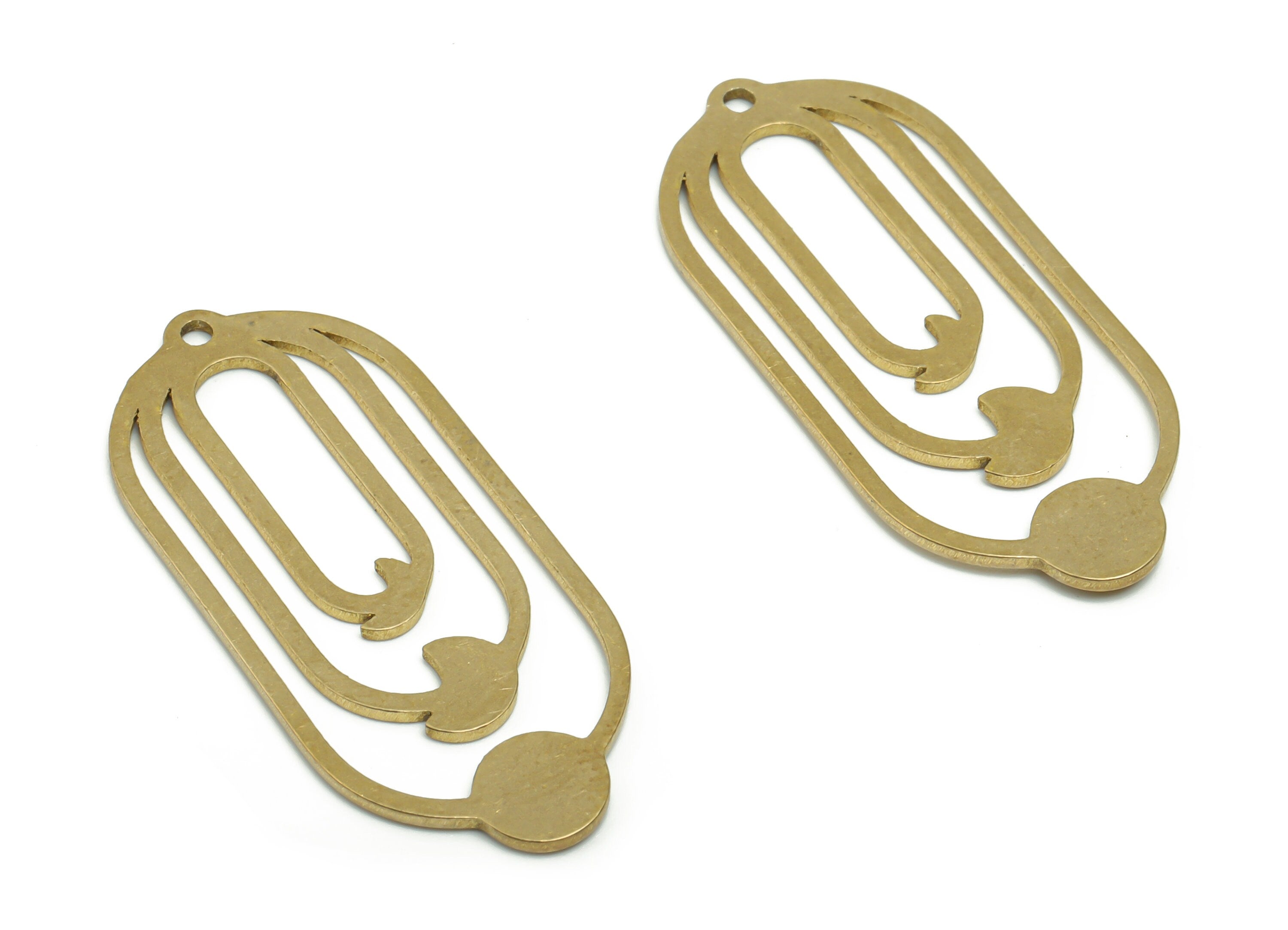 Brass Oval Crescent Sun Earring Charms - Raw Brass Phase of Moon Pendant - Jewelry Making Supplies - 35.83x15.23x0.83mm - PPZ0101 - DOMEDBAZAAR