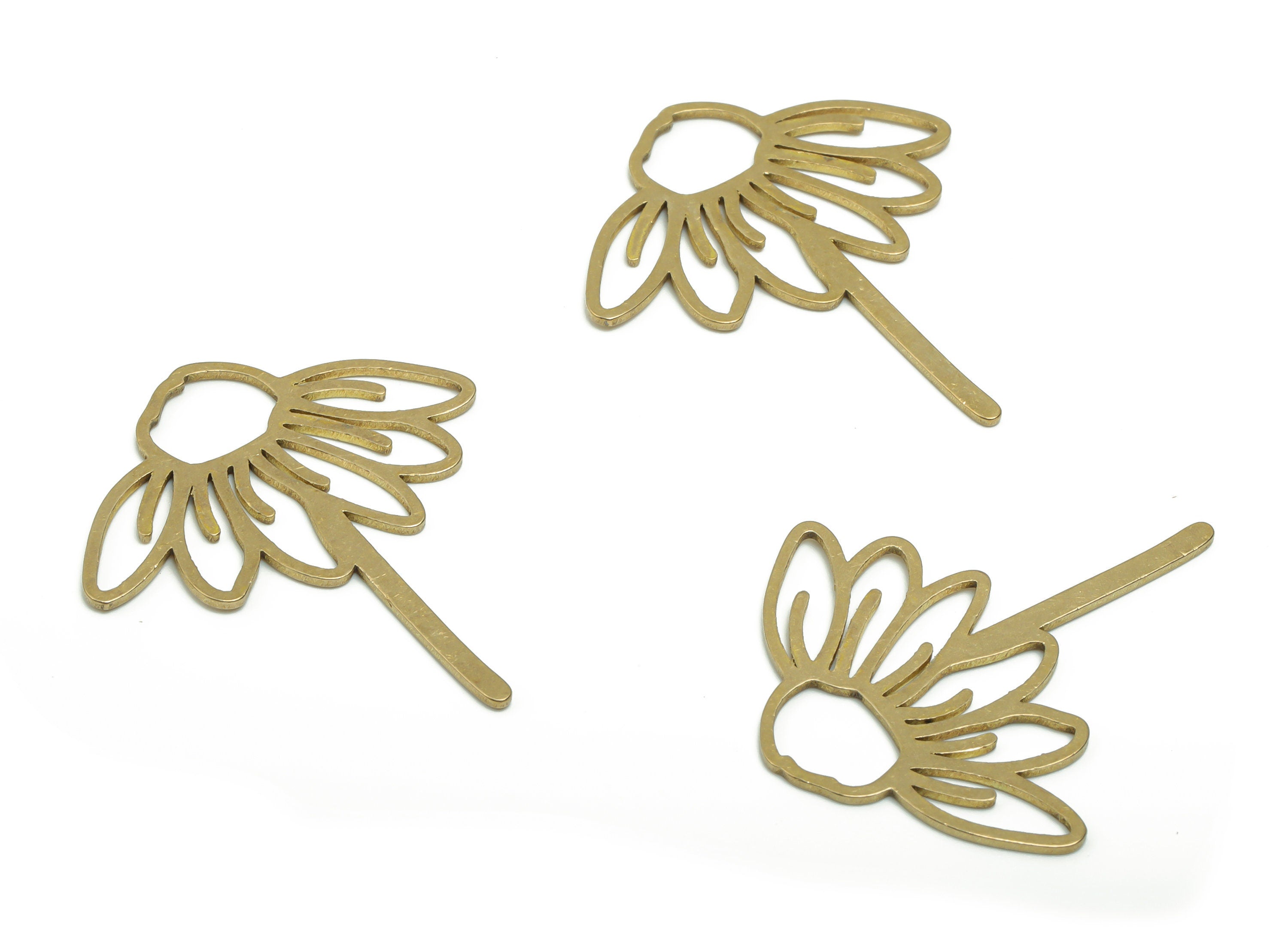 Brass Petal Earring Charms - Raw Brass Petal Pendant - DIY Jewelry Making Supplies - 31.75x27.4x0.76mm - PPA0634 - DOMEDBAZAAR