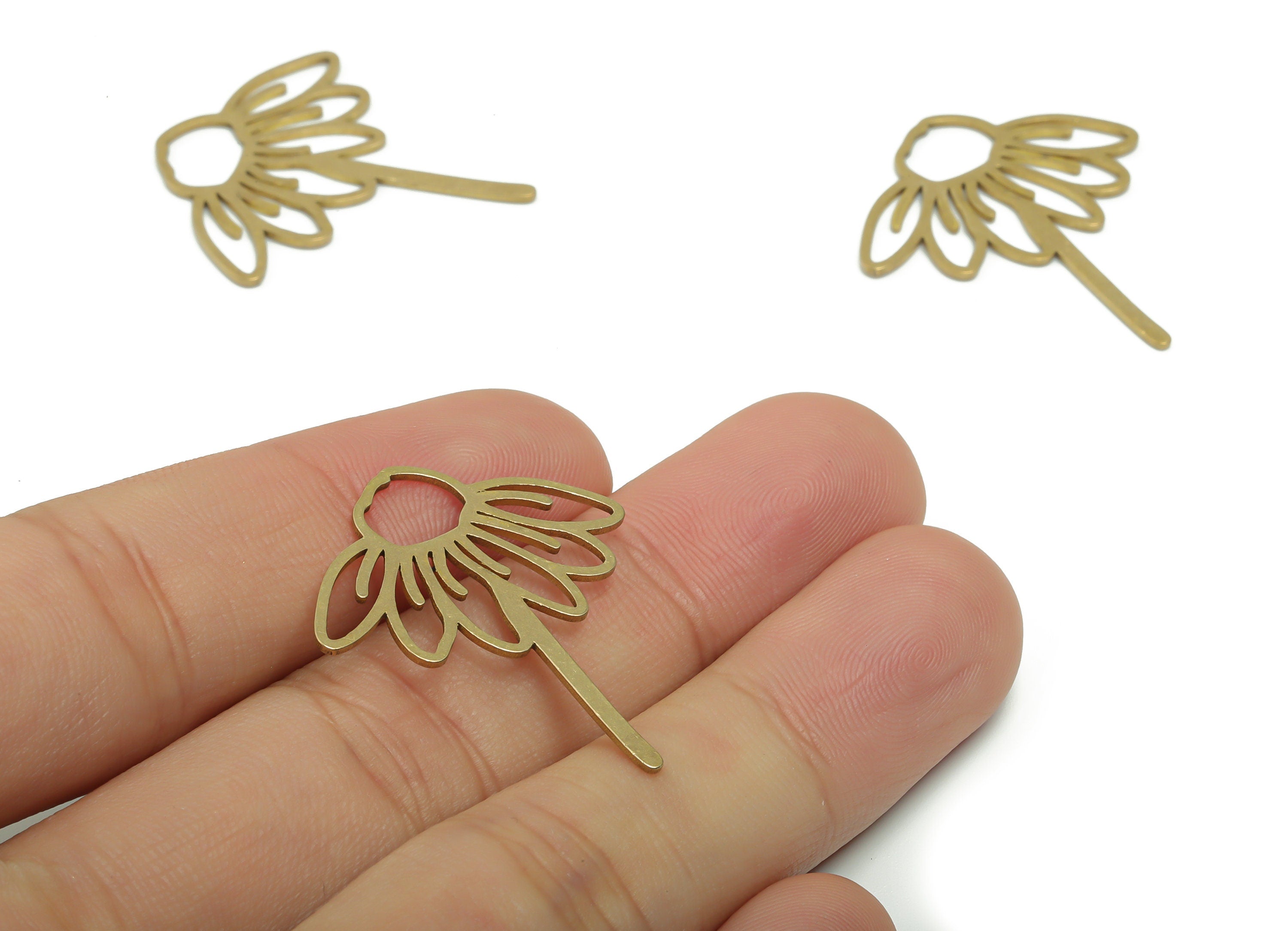 Brass Petal Earring Charms - Raw Brass Petal Pendant - DIY Jewelry Making Supplies - 31.75x27.4x0.76mm - PPA0634 - DOMEDBAZAAR