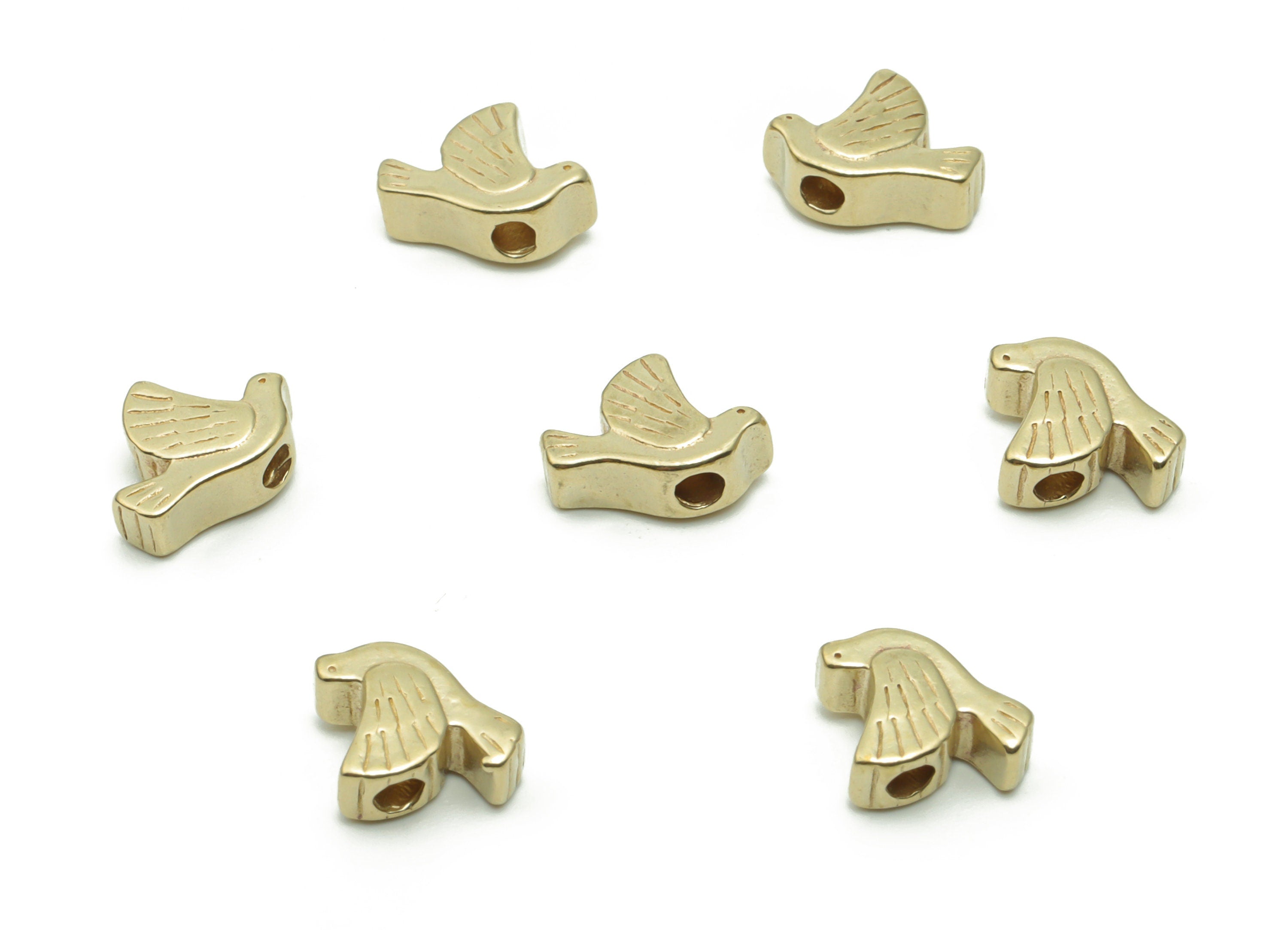 Brass Flying Bird Spacers - Raw Brass Bird Spacer Beads - DIY Jewelry Making Supplies - 9.87x7.48x3.9mm - PP5052 - DOMEDBAZAAR