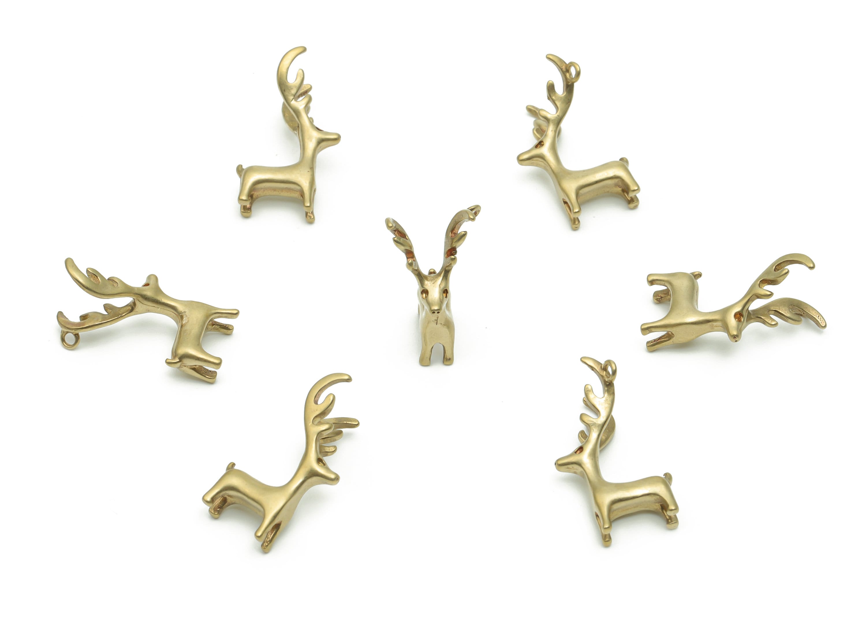 Brass Christmas Deer Earring Charms - Raw Brass Deer Pendant - DIY Jewelry Making Supplies - 18.76x12.01x3.64mm - PP5009 - DOMEDBAZAAR