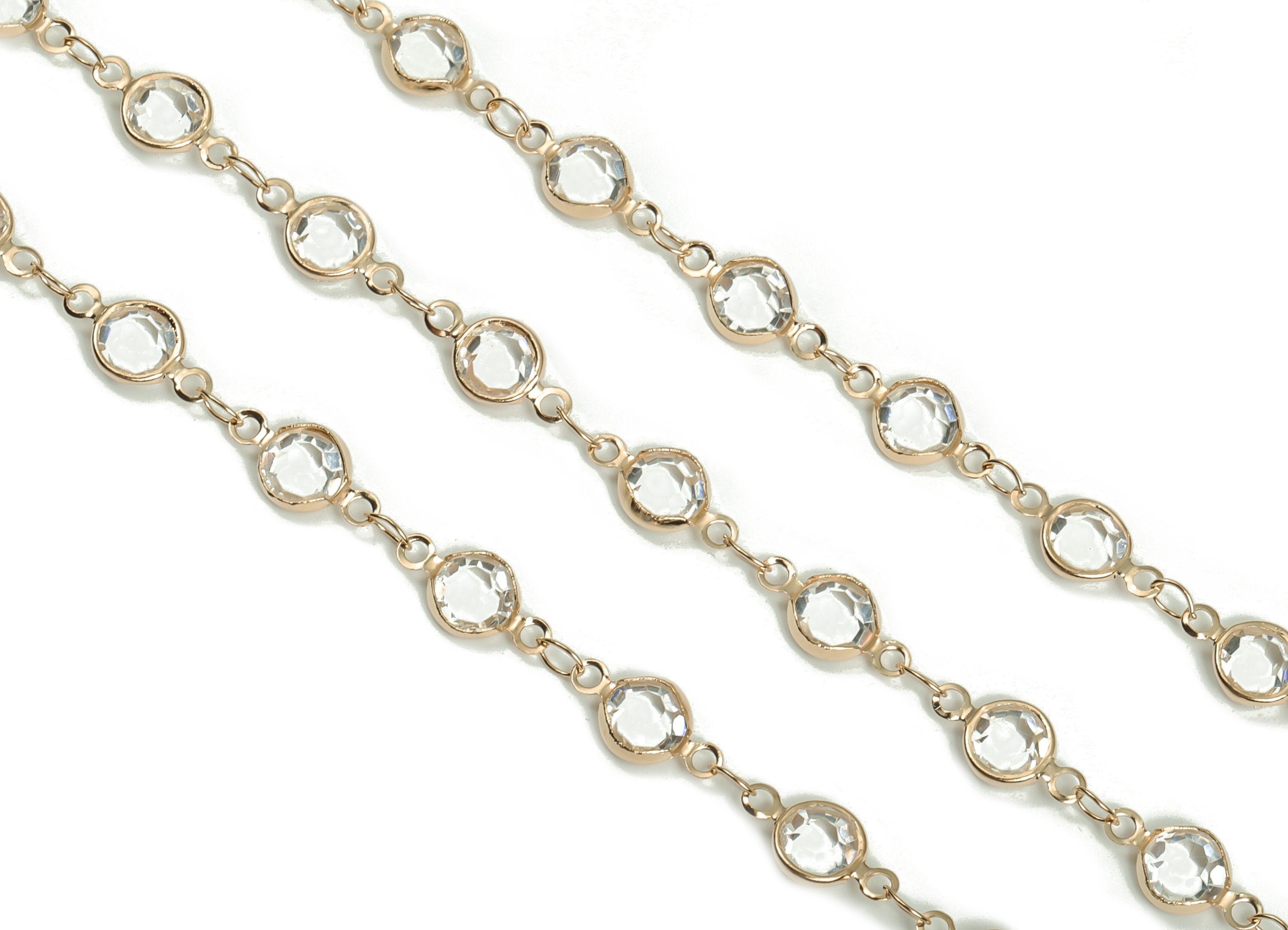Glass Bead Chain - KC Gold Tone  Plated Brass Chain - Soldered Round Beaded Chain - For Necklace Bracelet 0.52&quot; x 0.27&quot; x 0.12&quot; CC1207G - DOMEDBAZAAR