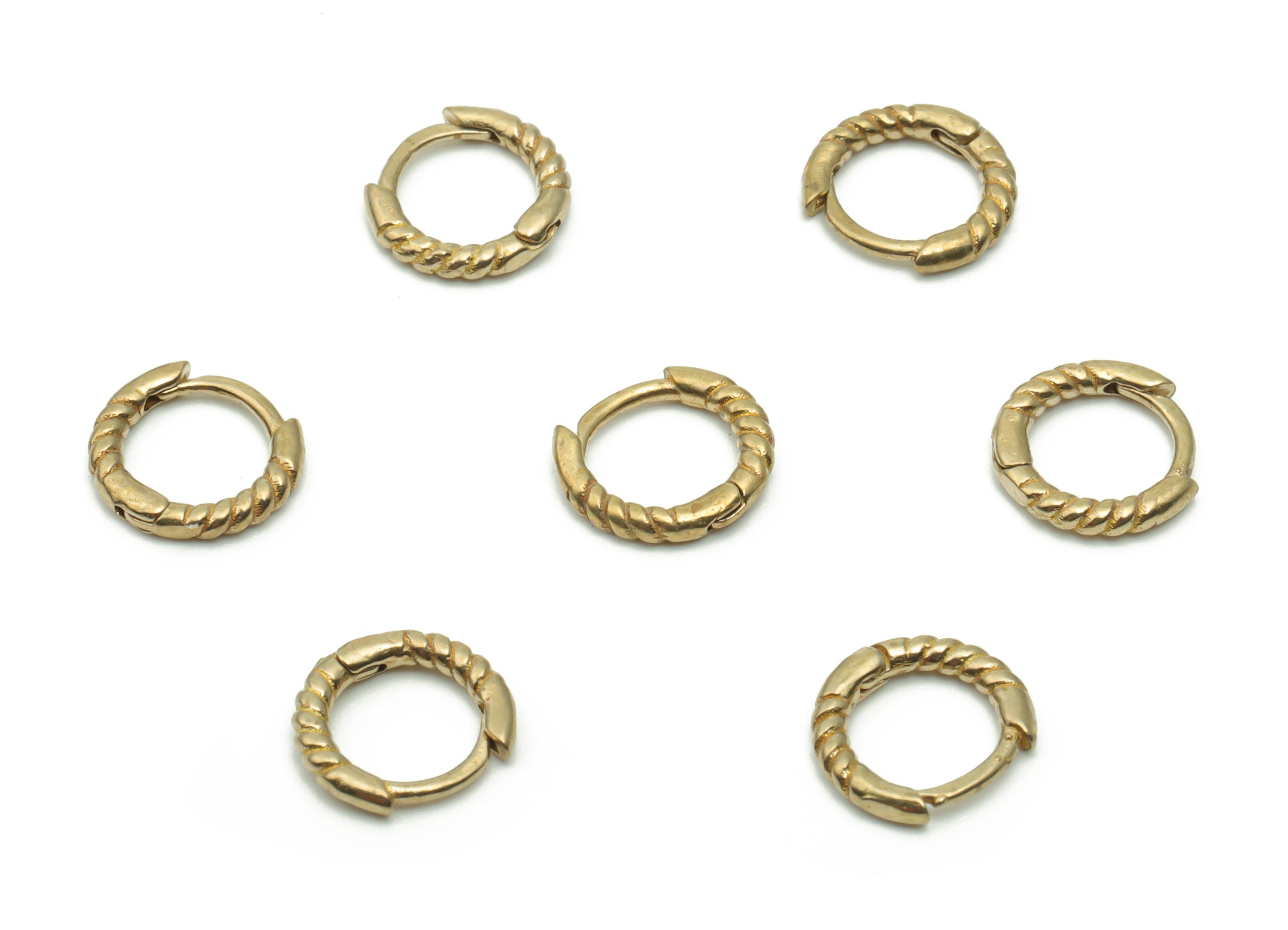 Brass Hammered Round Clap Earring Connector - Raw Brass Circle Earring Charms - Jewelry Making Supplies - 8.31x7.49x1.29mm - PP4988 - DOMEDBAZAAR