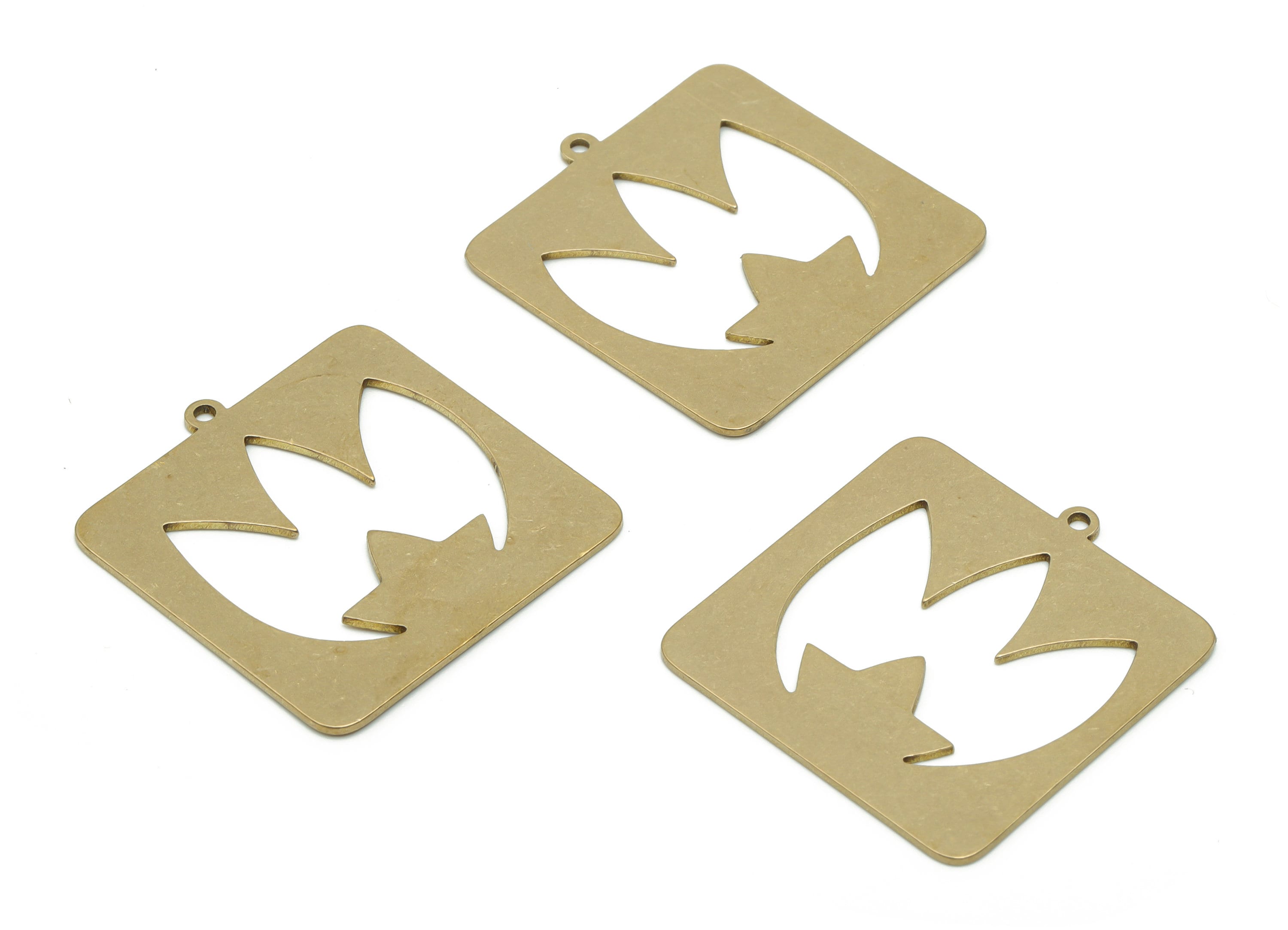 Brass Square Leafs Earring Charms - Raw Brass Leafs Circle Pendant - Jewelry Making Supplies - 29.8x28.32x0.75mm - PPA0874 - DOMEDBAZAAR