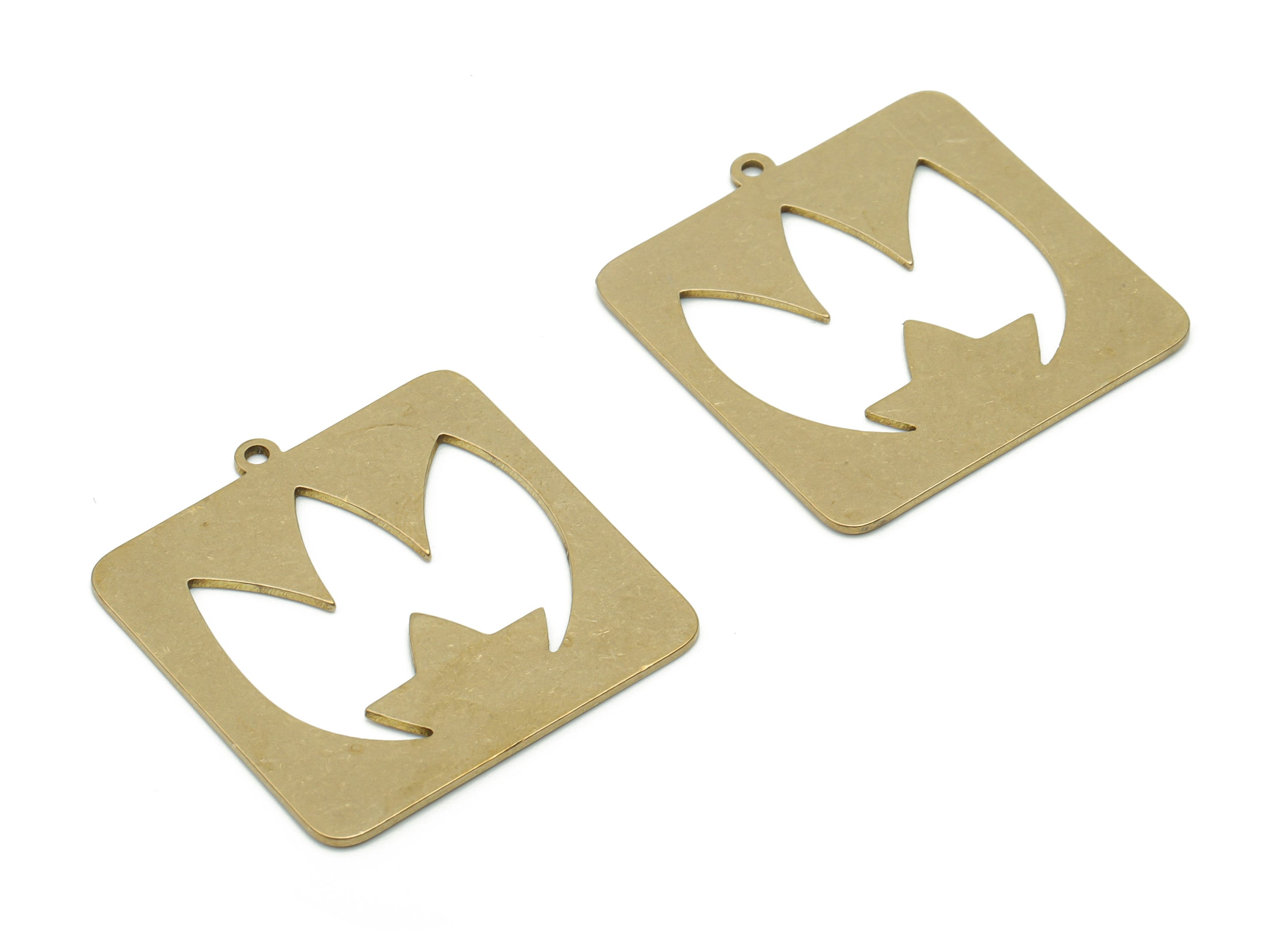 Brass Square Leafs Earring Charms - Raw Brass Leafs Circle Pendant - Jewelry Making Supplies - 29.8x28.32x0.75mm - PPA0874 - DOMEDBAZAAR