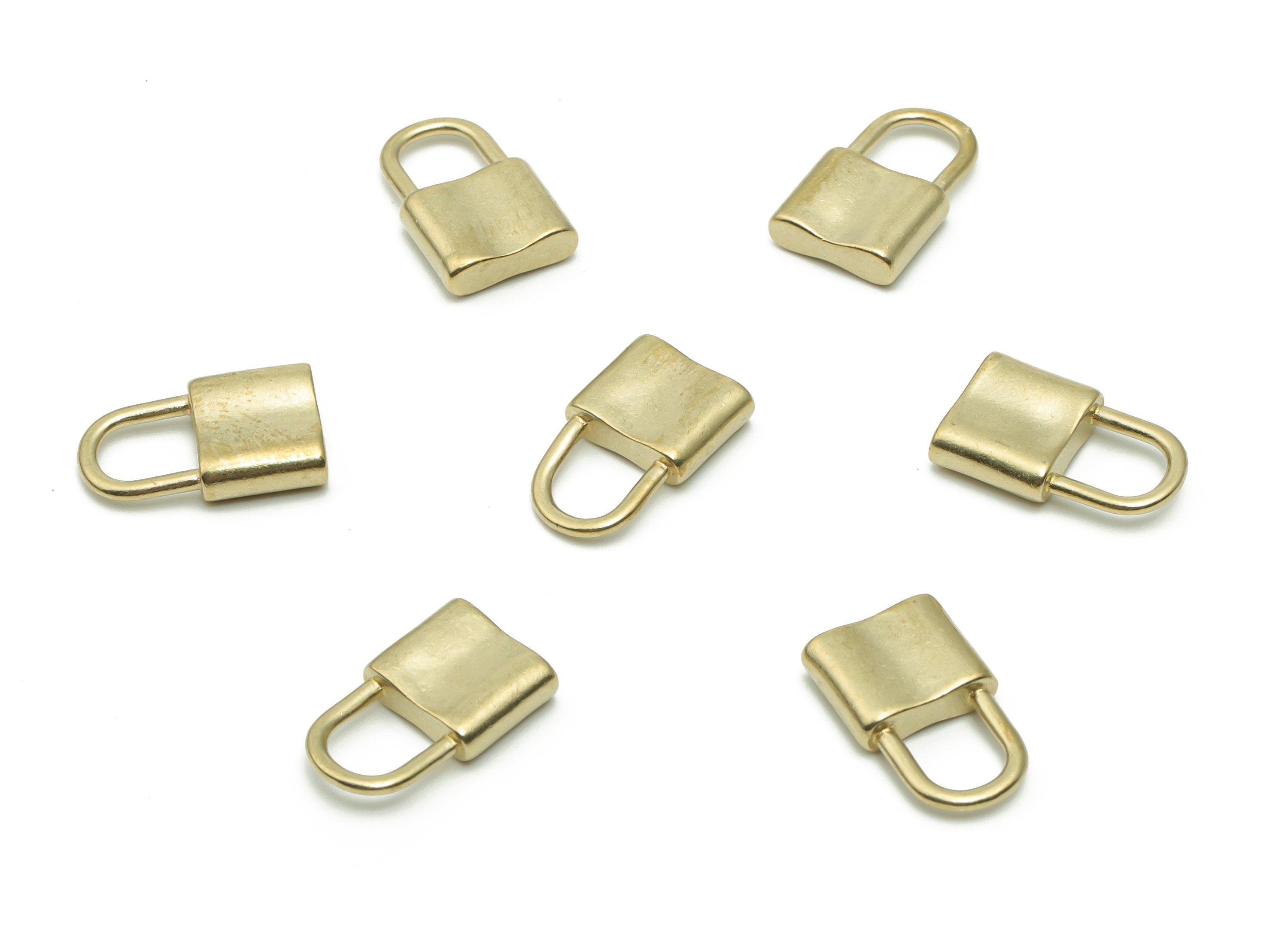 Brass Lock Earring Connector - Raw Brass Lock Charms and Pendant - DIY Jewelry Making Supplies - 16.97x14.37x3.01mm - PP5034 - DOMEDBAZAAR